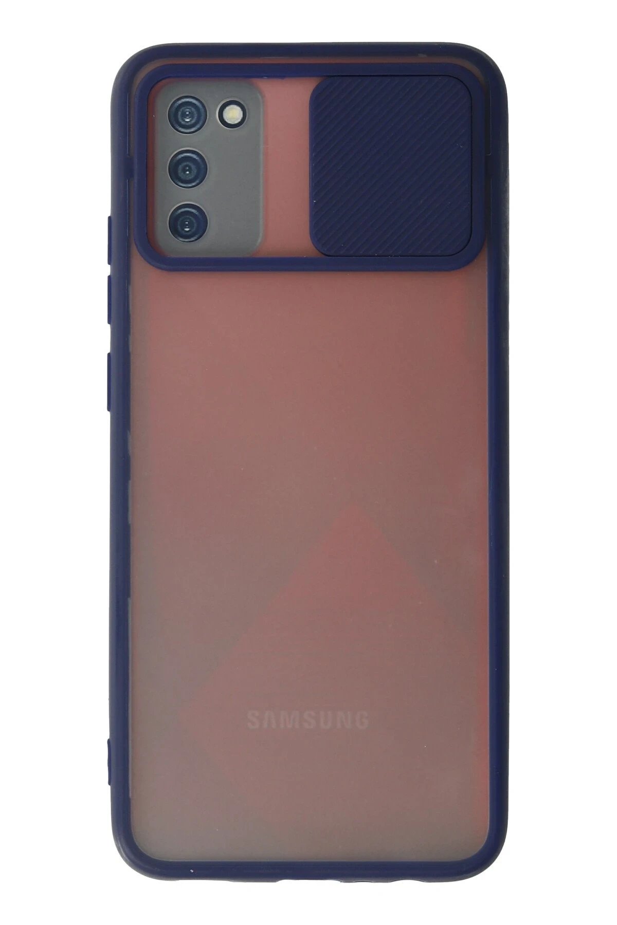 Samsung Galaxy A03S Kılıf Palm Buzlu Kamera Sürgülü Silikon - Lacivert-(5796)