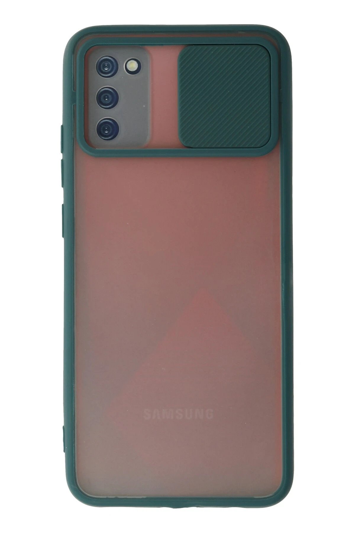 Samsung Galaxy A03S Kılıf Palm Buzlu Kamera Sürgülü Silikon - Yeşil-(5796)