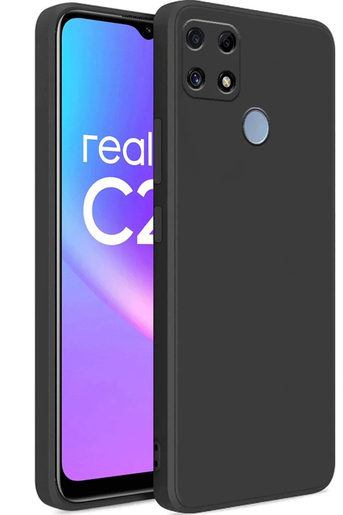 Realme C25 Kılıf First Silikon - Siyah-(5796)