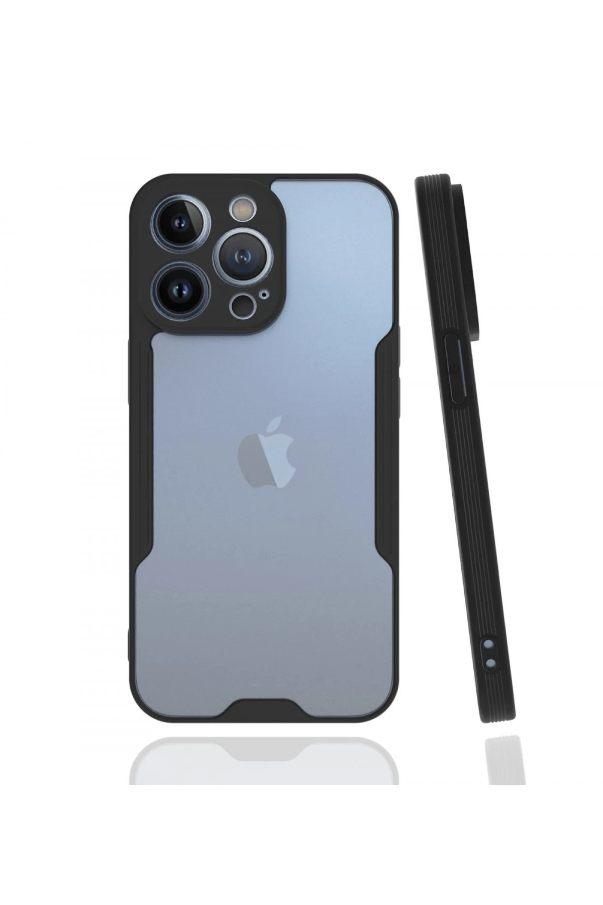 iPhone 13 Pro Max Kılıf Platin Silikon - Siyah-(5796)