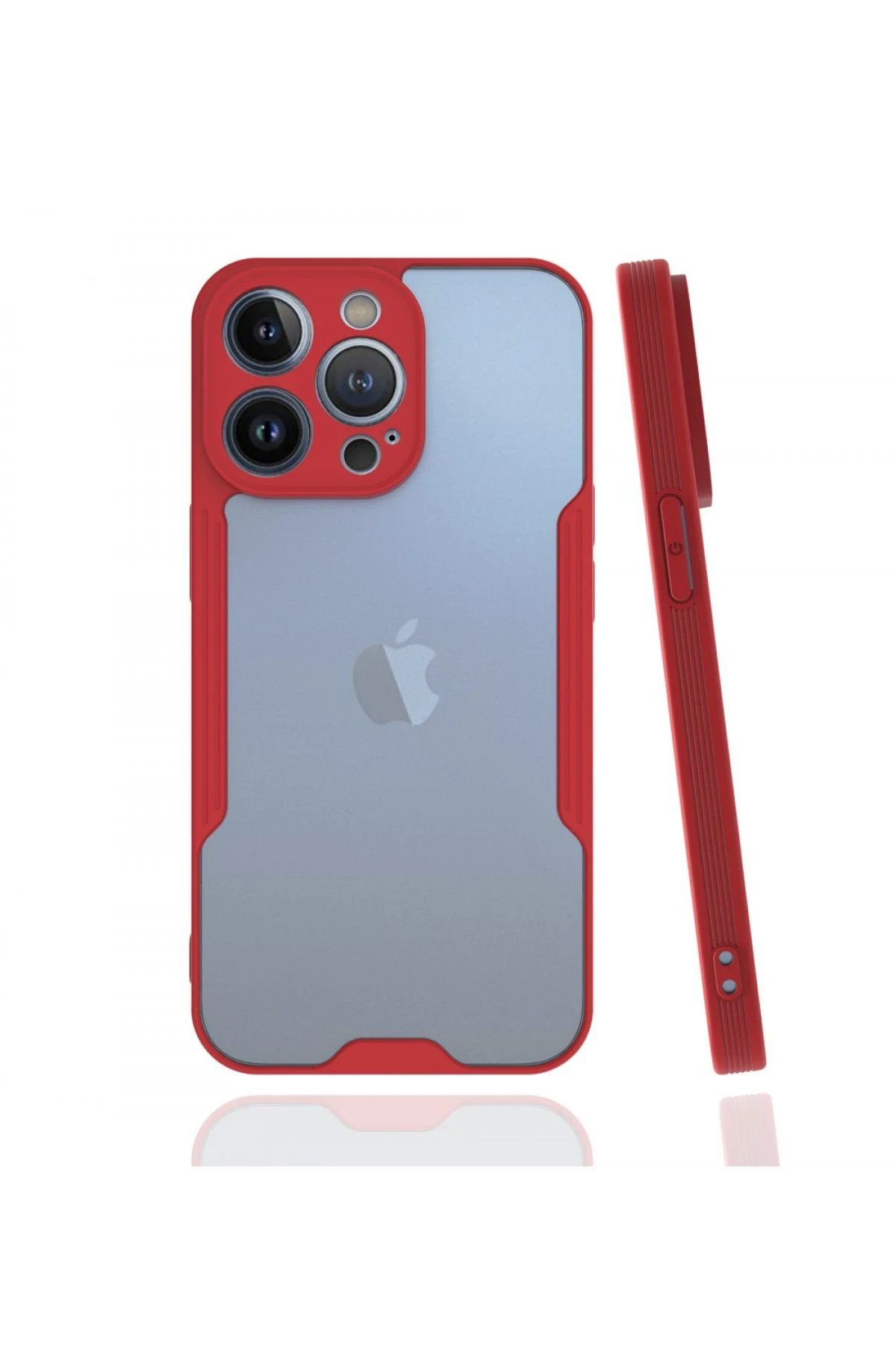 iPhone 13 Pro Max Kılıf Platin Silikon - Kırmızı-(5796)