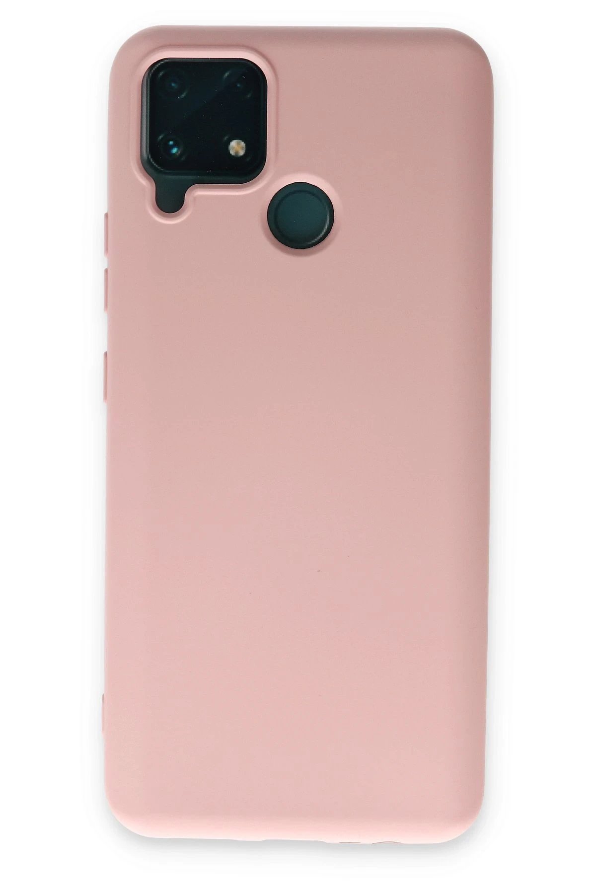 Realme C15 Kılıf Nano içi Kadife Silikon - Pudra-(5796)