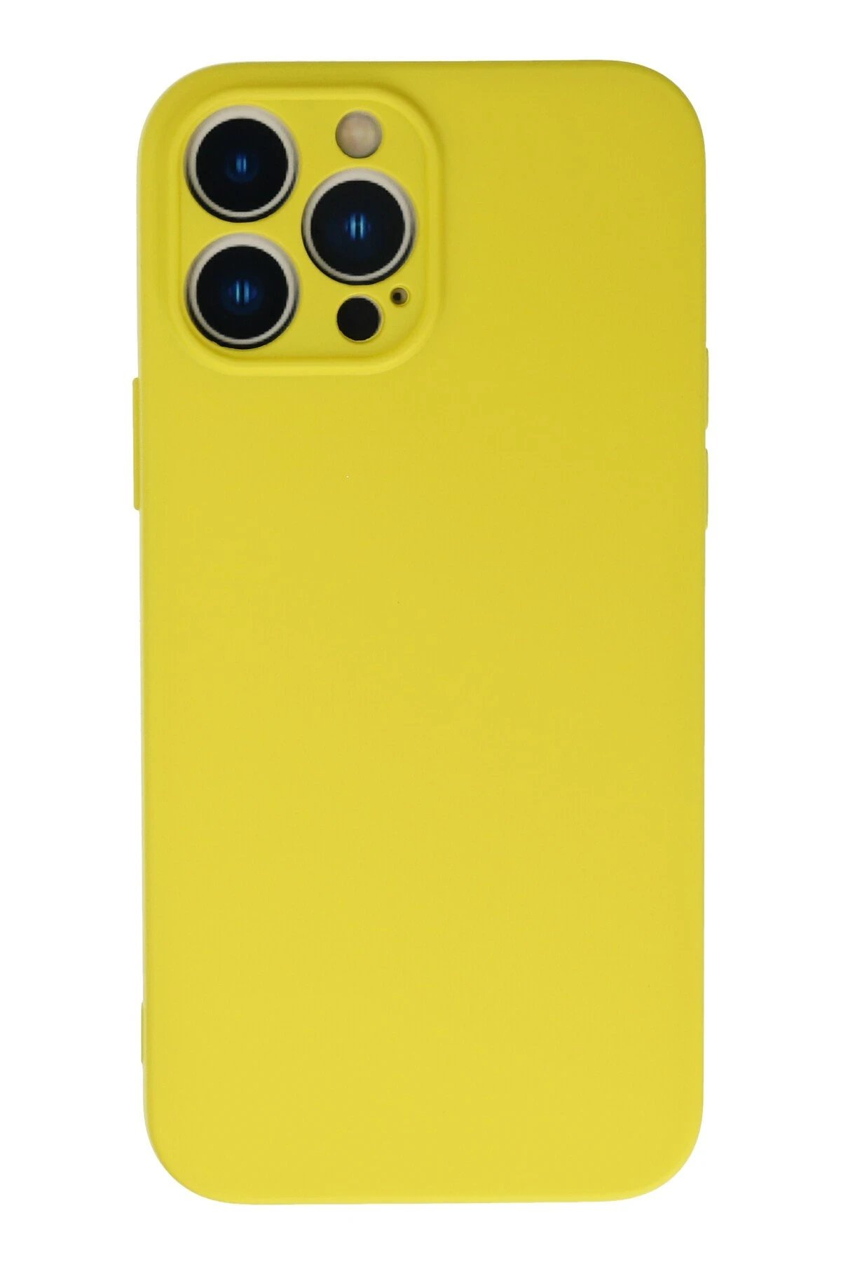 iPhone 13 Pro Max Kılıf Nano içi Kadife Silikon - Sarı-(5796)