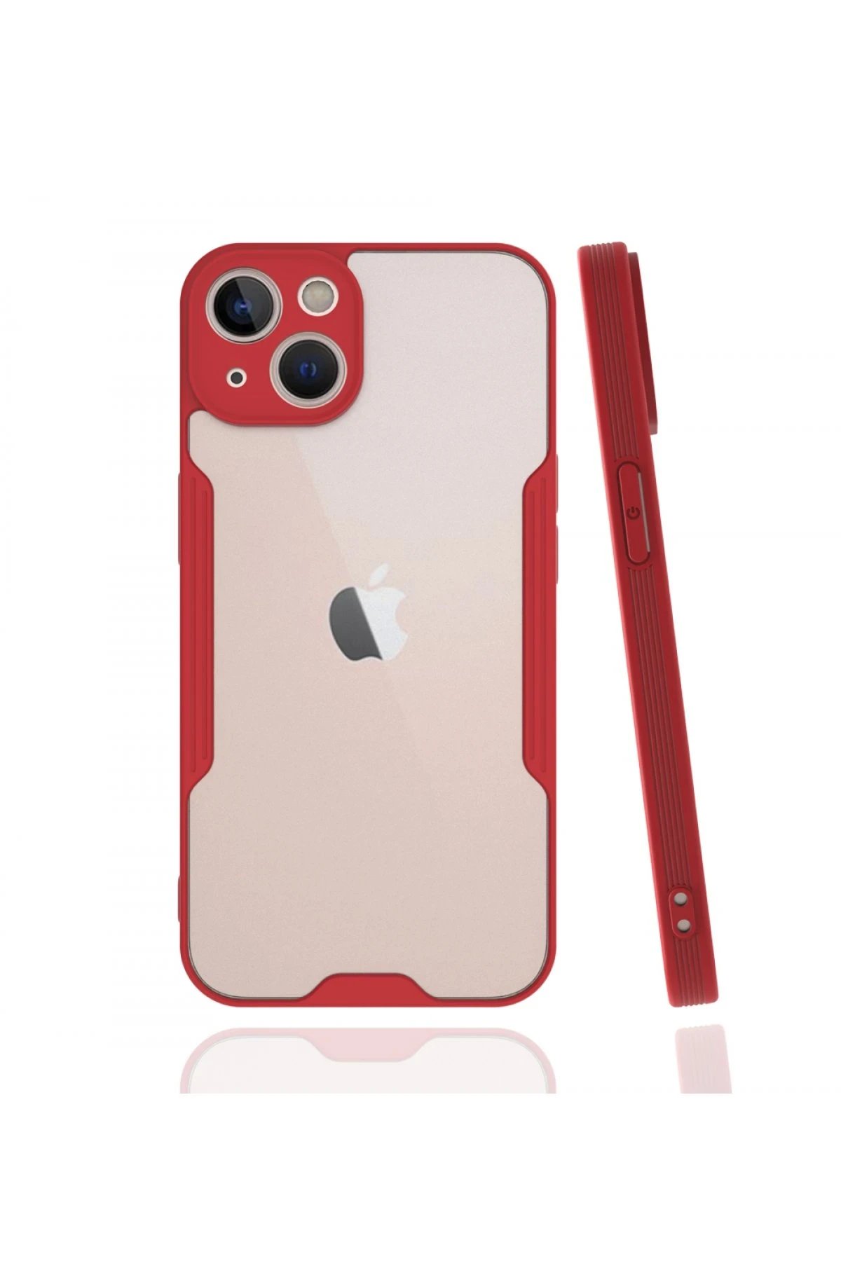 iPhone 13 Kılıf Platin Silikon - Kırmızı-(5796)