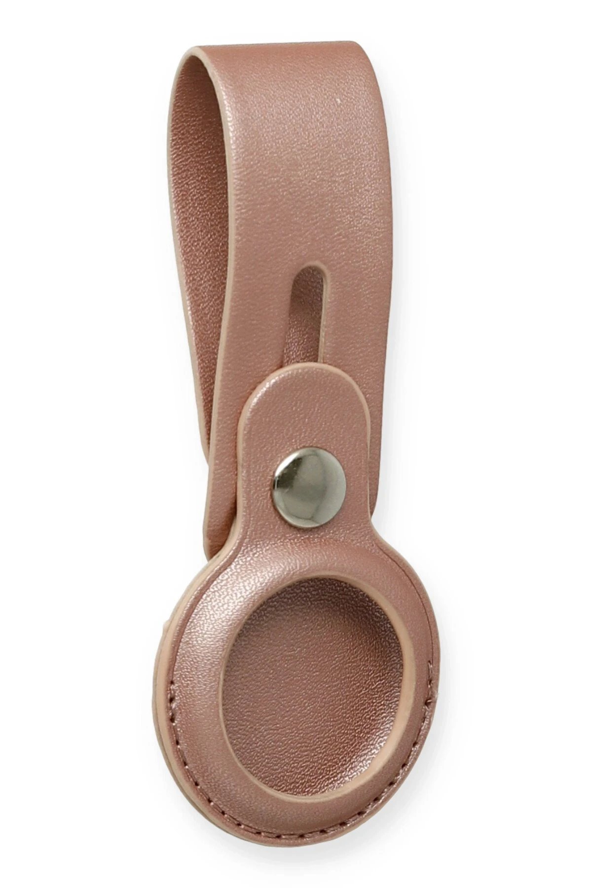 Airtag Askılı Deri Kılıf - Rose Gold-(5796)