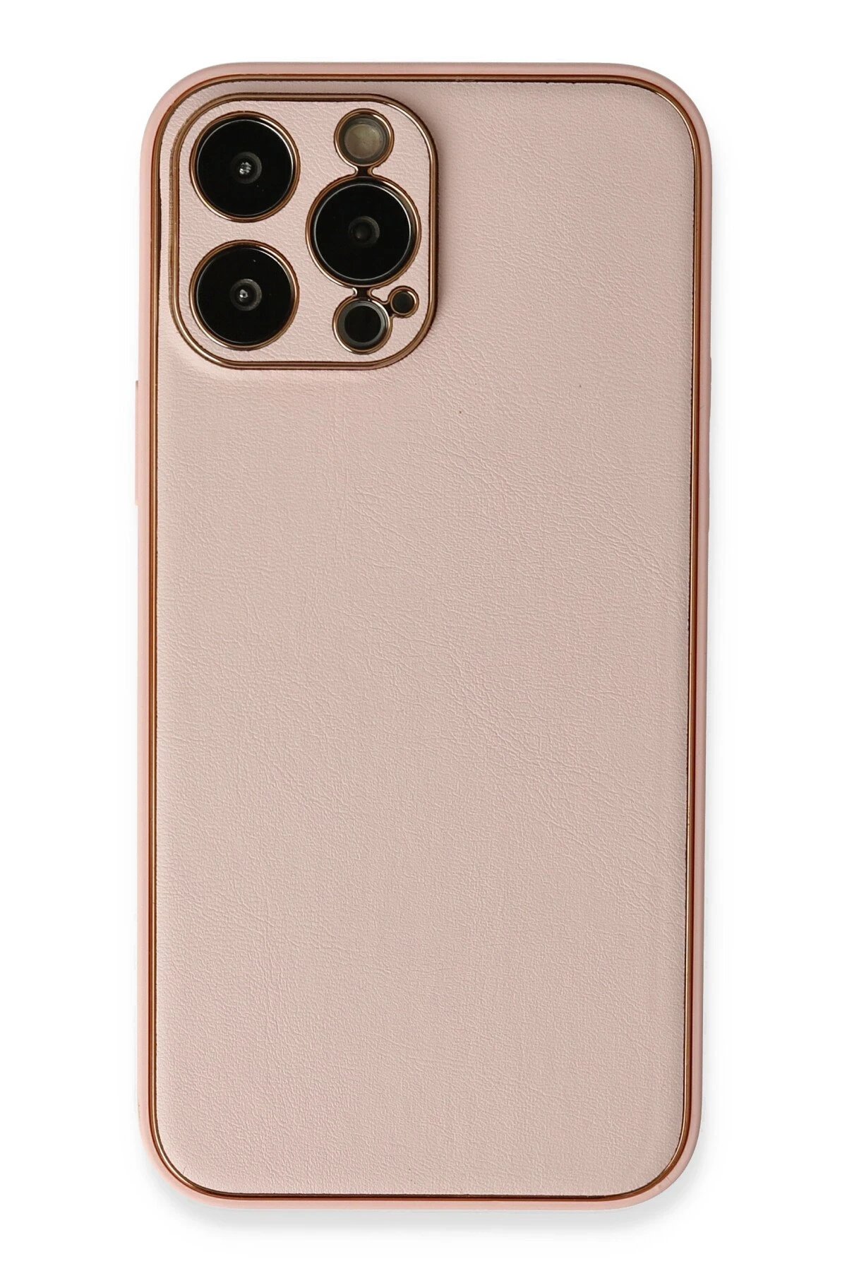 iPhone 13 Pro Kılıf Coco Deri Silikon Kapak - Pembe-(5796)