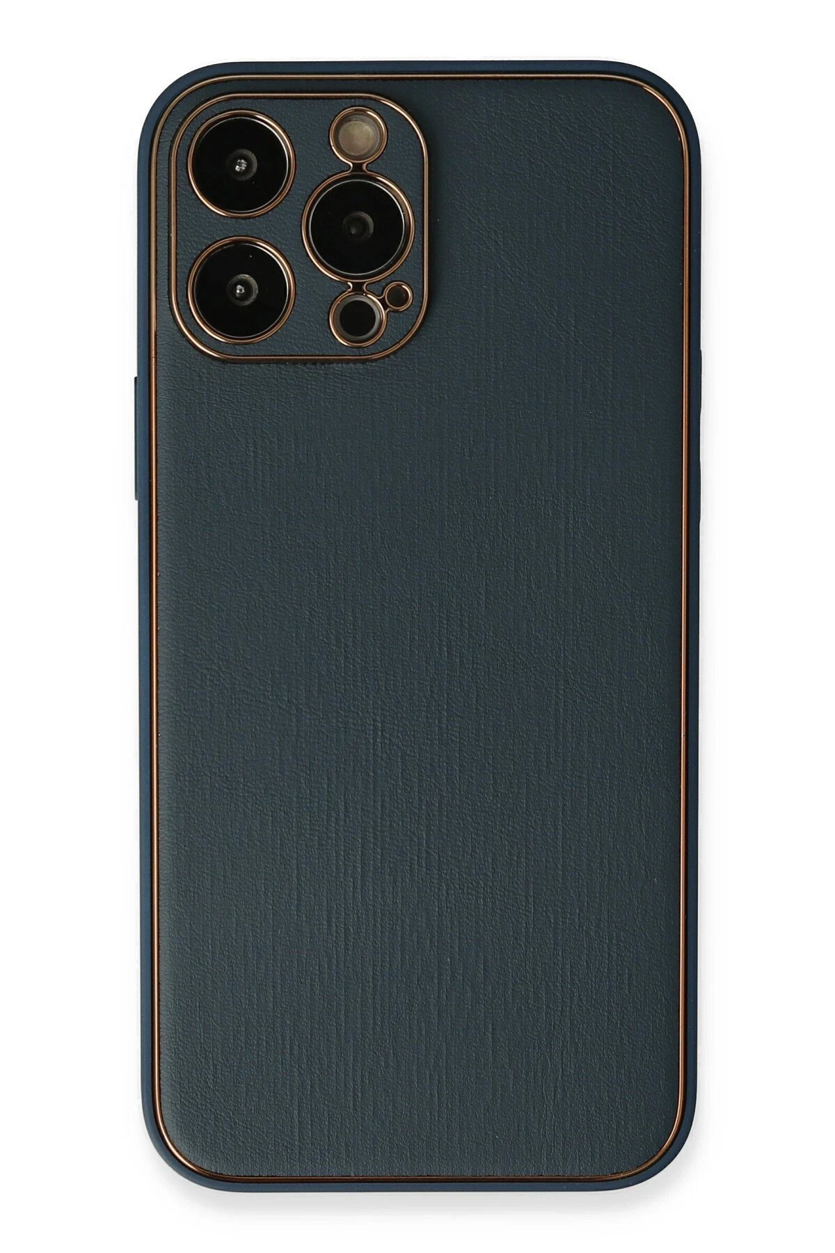 iPhone 13 Pro Max Kılıf Coco Deri Silikon Kapak - Mavi-(5796)