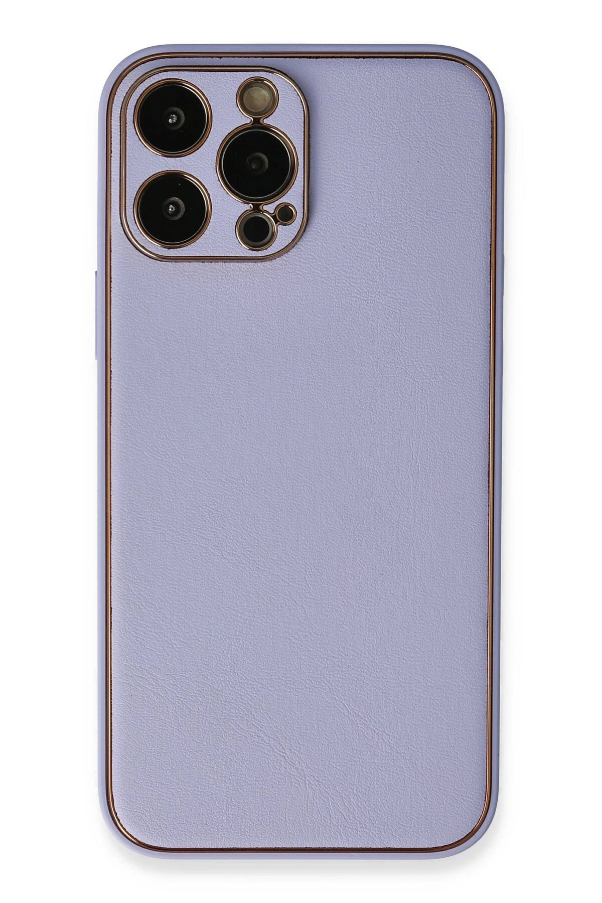 iPhone 13 Pro Max Kılıf Coco Deri Silikon Kapak - Açık Lila-(5796)