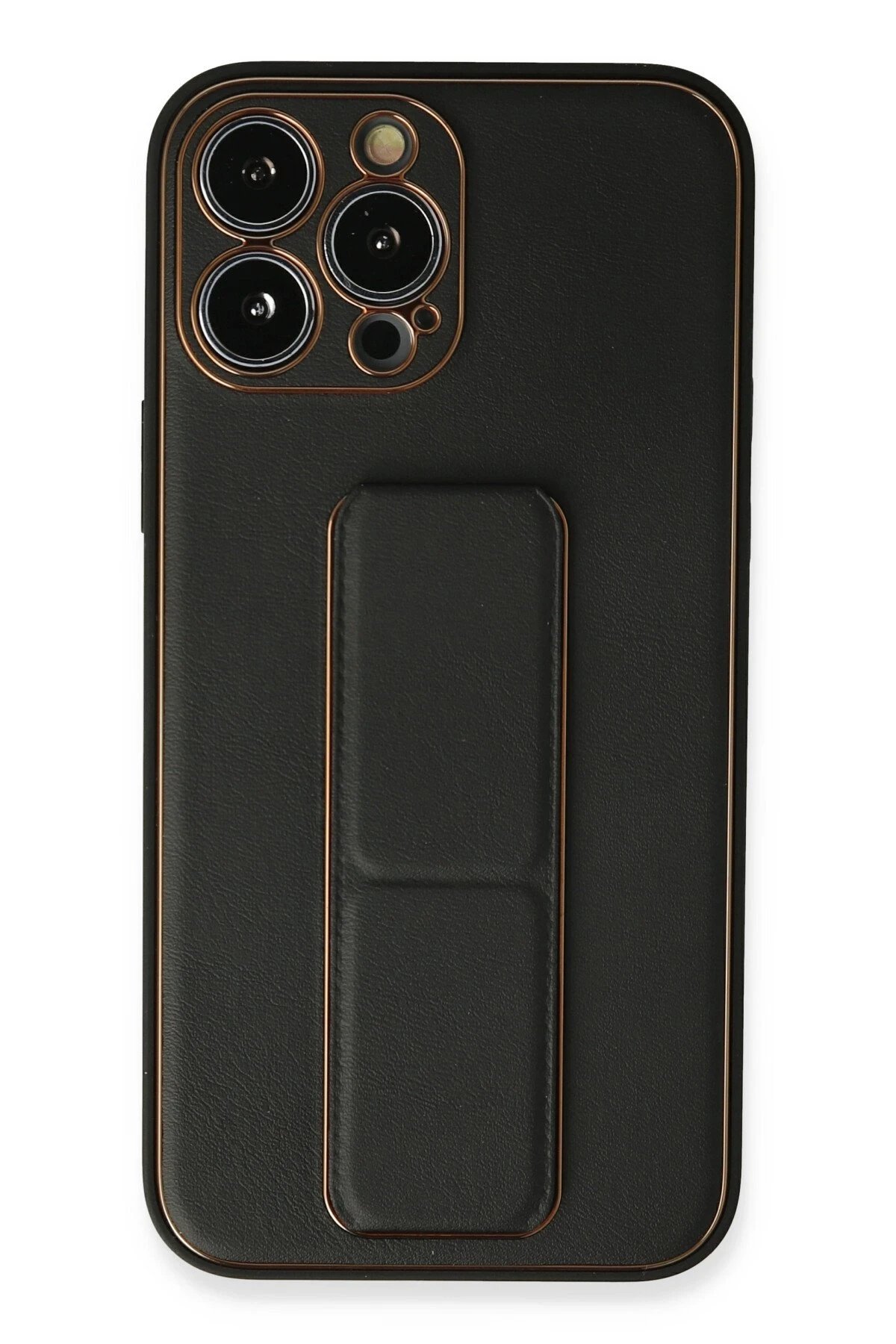 iPhone 13 Pro Max Kılıf Coco Deri Standlı Kapak - Siyah-(5796)
