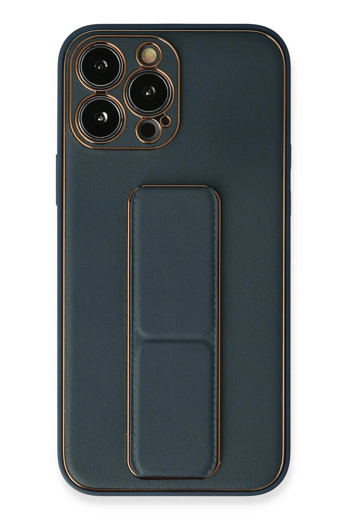 iPhone 13 Pro Kılıf Coco Deri Standlı Kapak - Mavi-(5796)