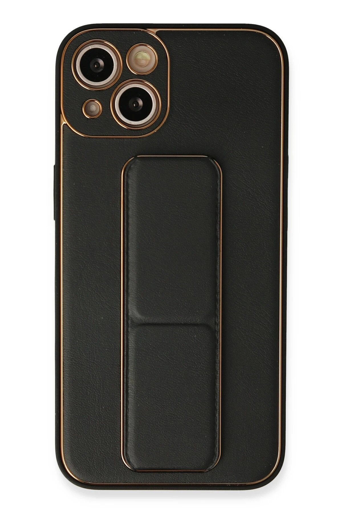 iPhone 13 Kılıf Coco Deri Standlı Kapak - Siyah-(5796)