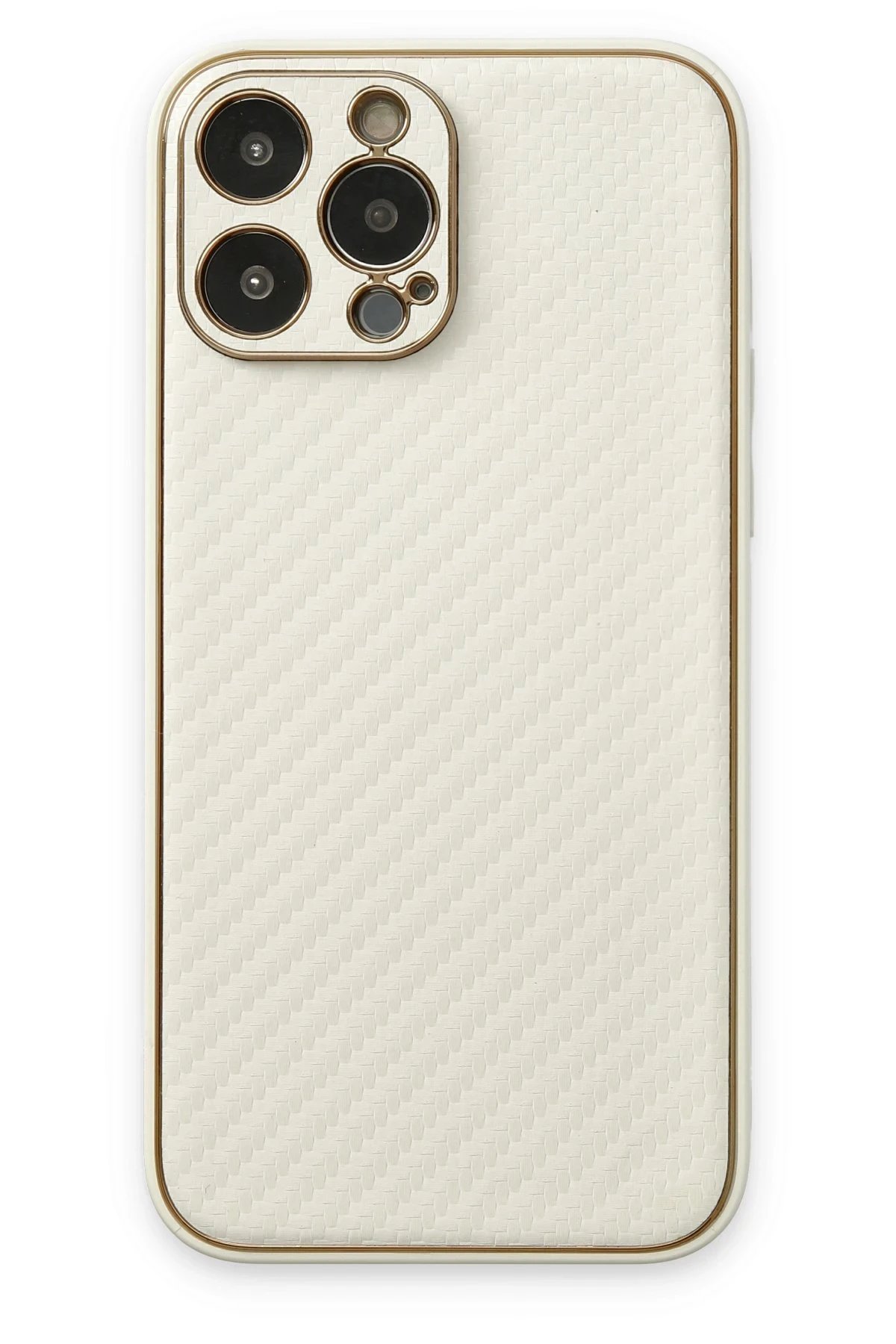 iPhone 13 Pro Max Kılıf Coco Karbon Silikon - Beyaz-(5796)