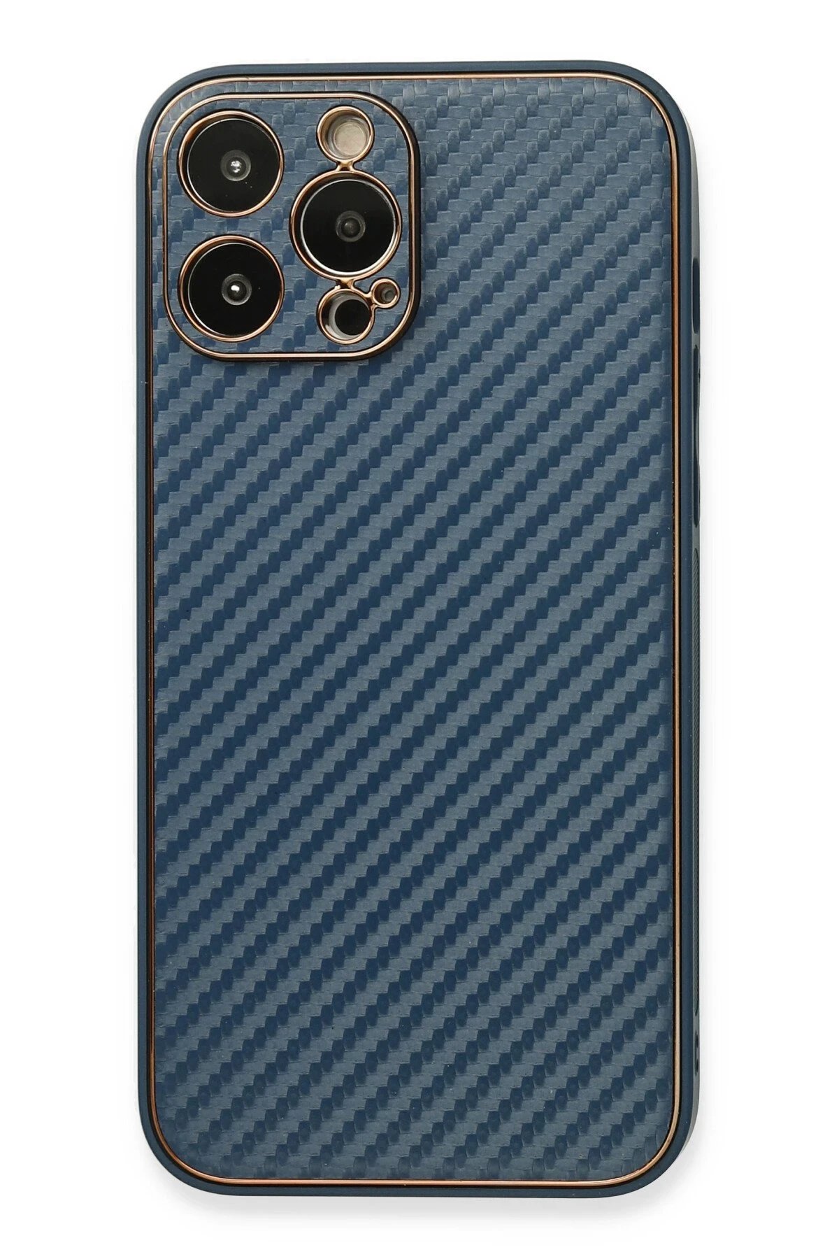 iPhone 13 Pro Max Kılıf Coco Karbon Silikon - Mavi-(5796)