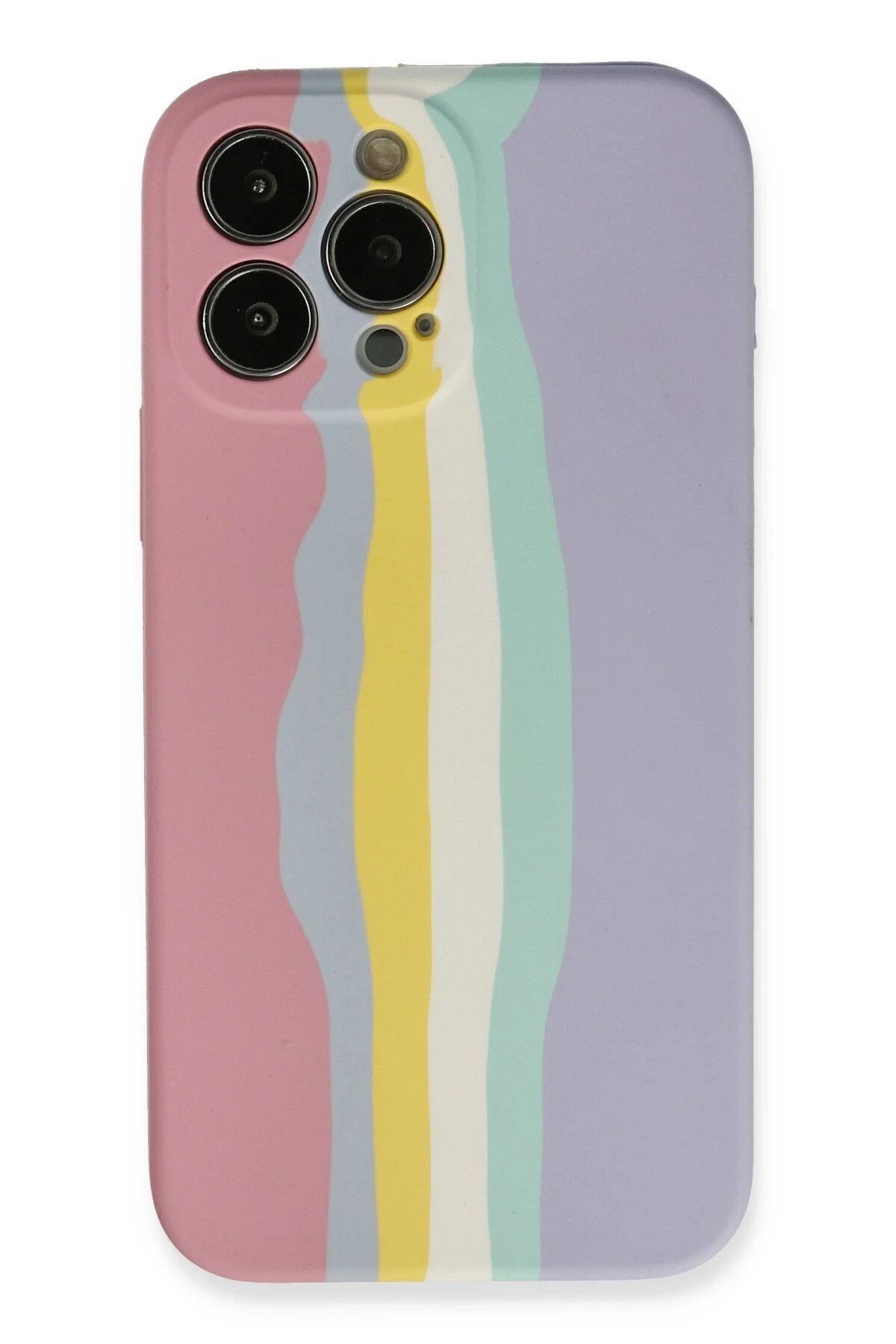 iPhone 13 Pro Kılıf Ebruli Lansman Silikon - Pembe-Lila-(5796)