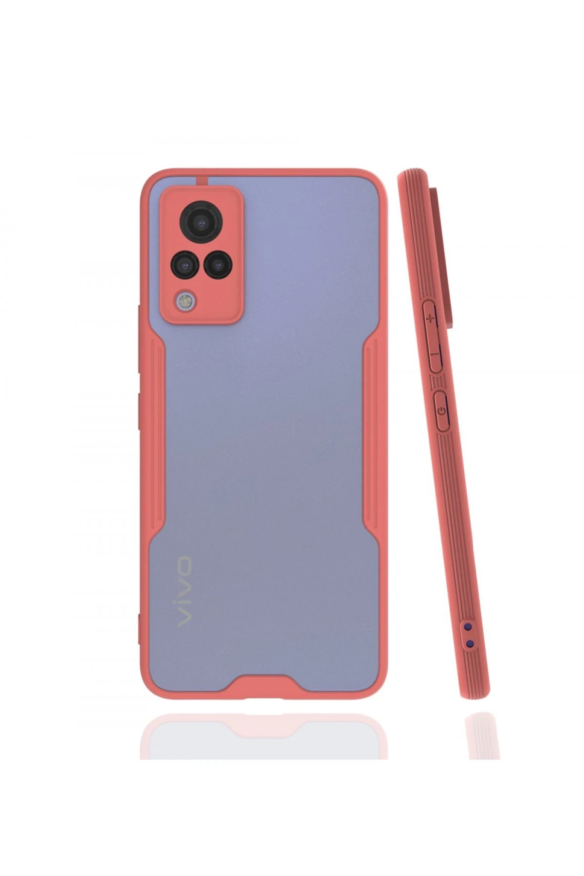 Vivo V21 Kılıf Platin Silikon - Pembe-(5796)