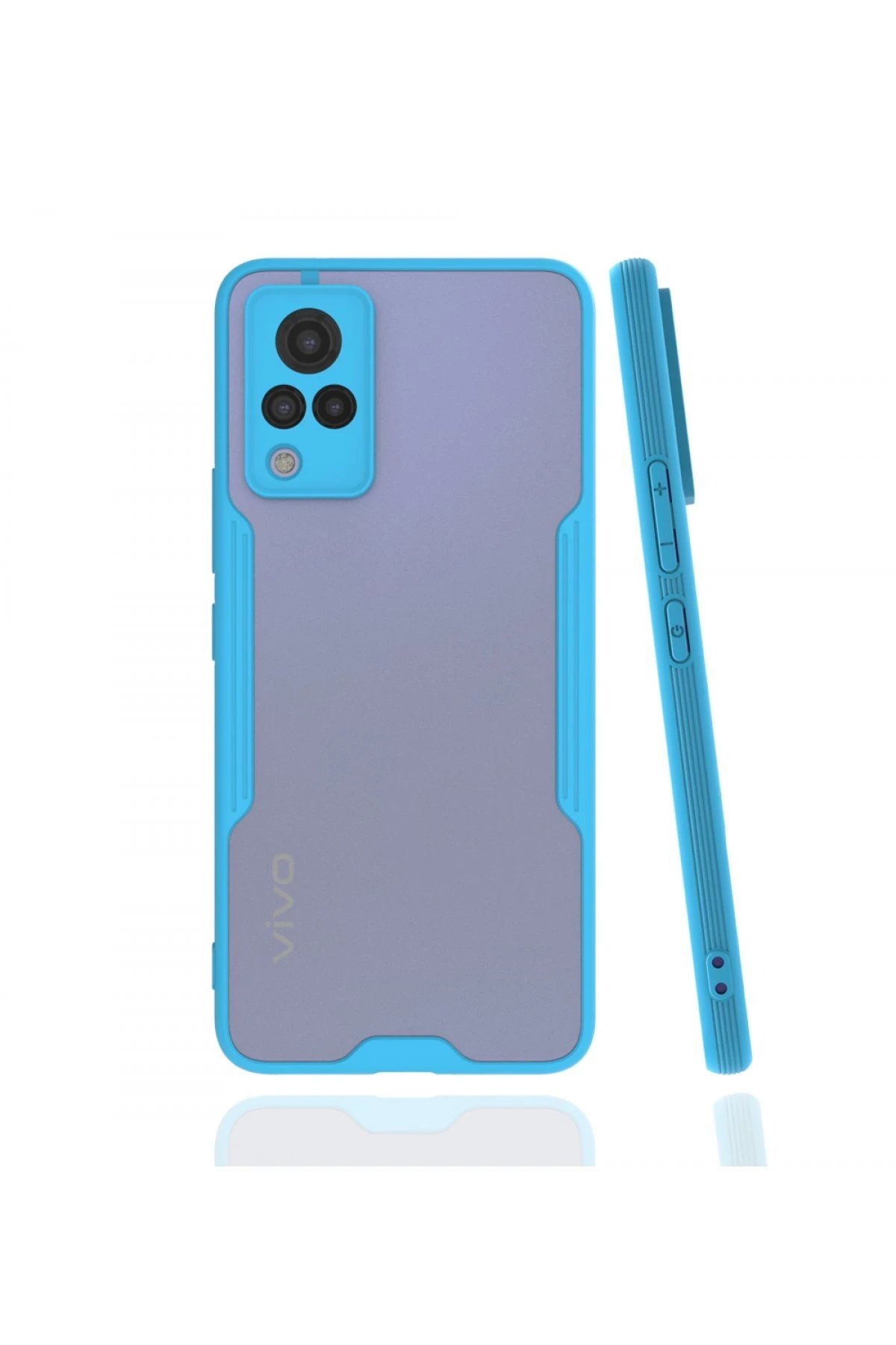 Vivo V21 Kılıf Platin Silikon - Mavi-(5796)
