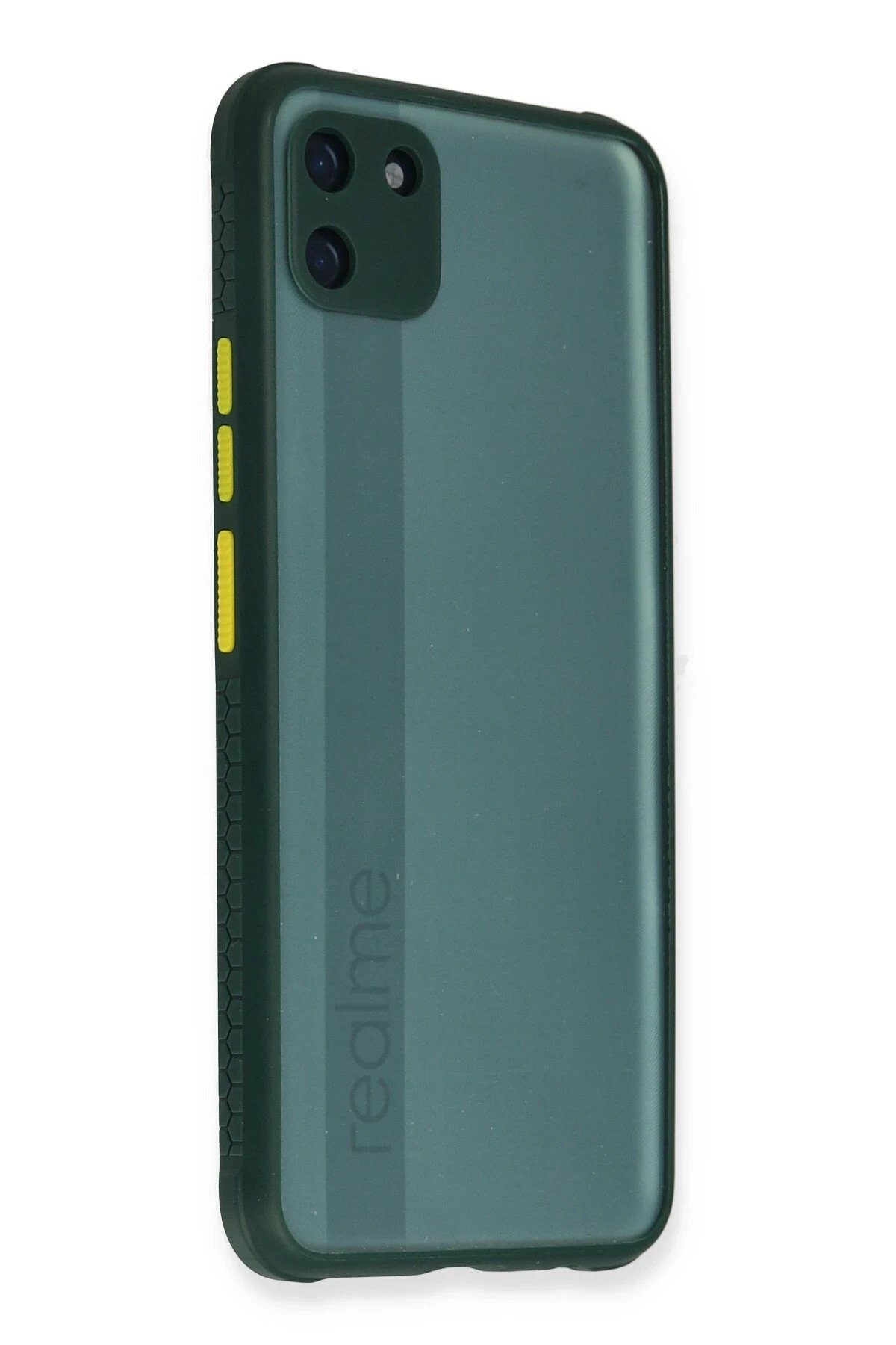 Realme C11 Kılıf Miami Şeffaf Silikon - Koyu Yeşil-(5796)