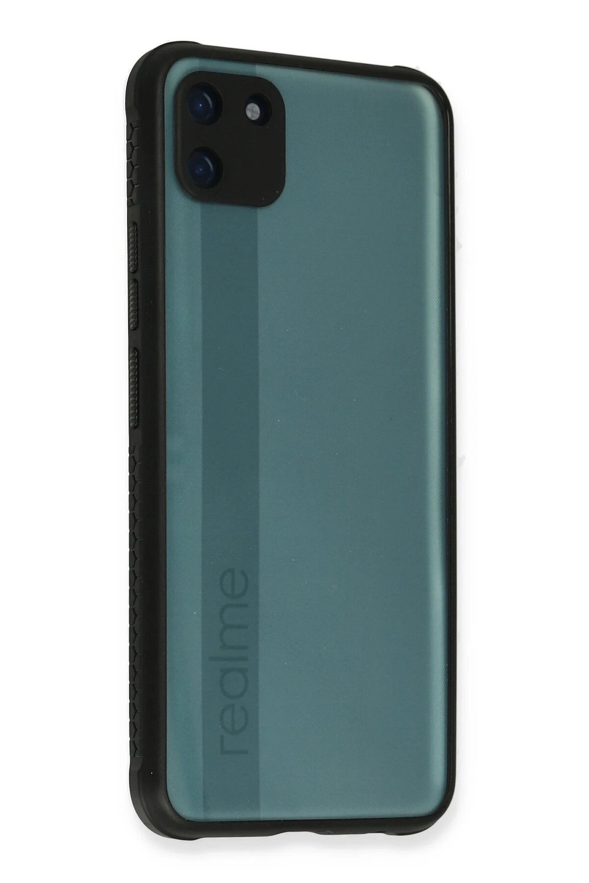 Realme C11 Kılıf Miami Şeffaf Silikon - Siyah-(5796)