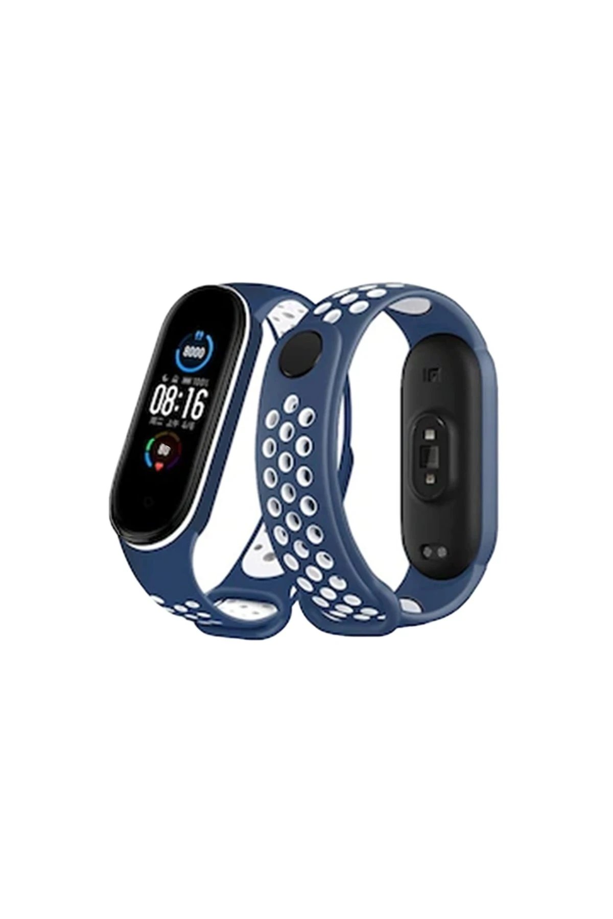 Xiaomi Mi Band 4 Spor Delikli Kordon - Lacivert-Beyaz-(5796)