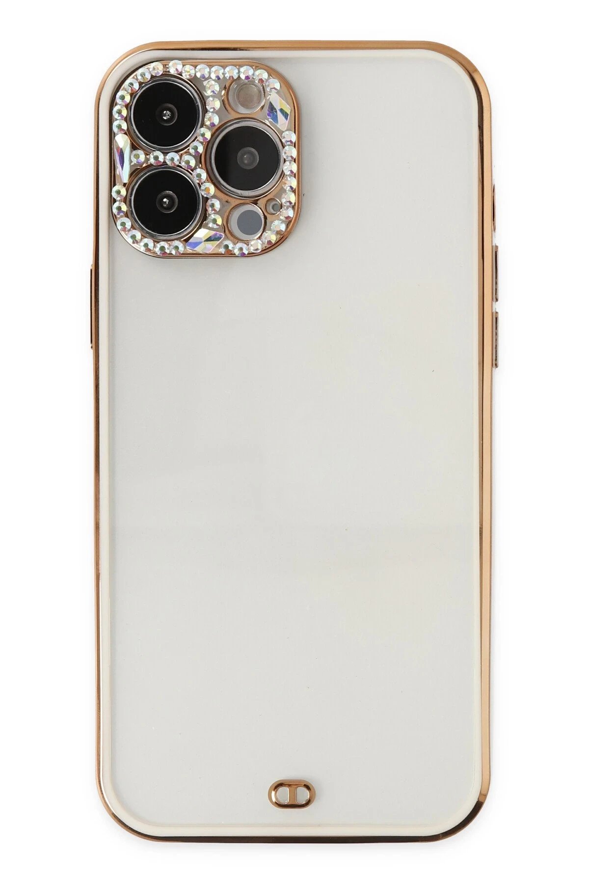 iPhone 13 Pro Kılıf Liva Taşlı Silikon - Beyaz-(5796)