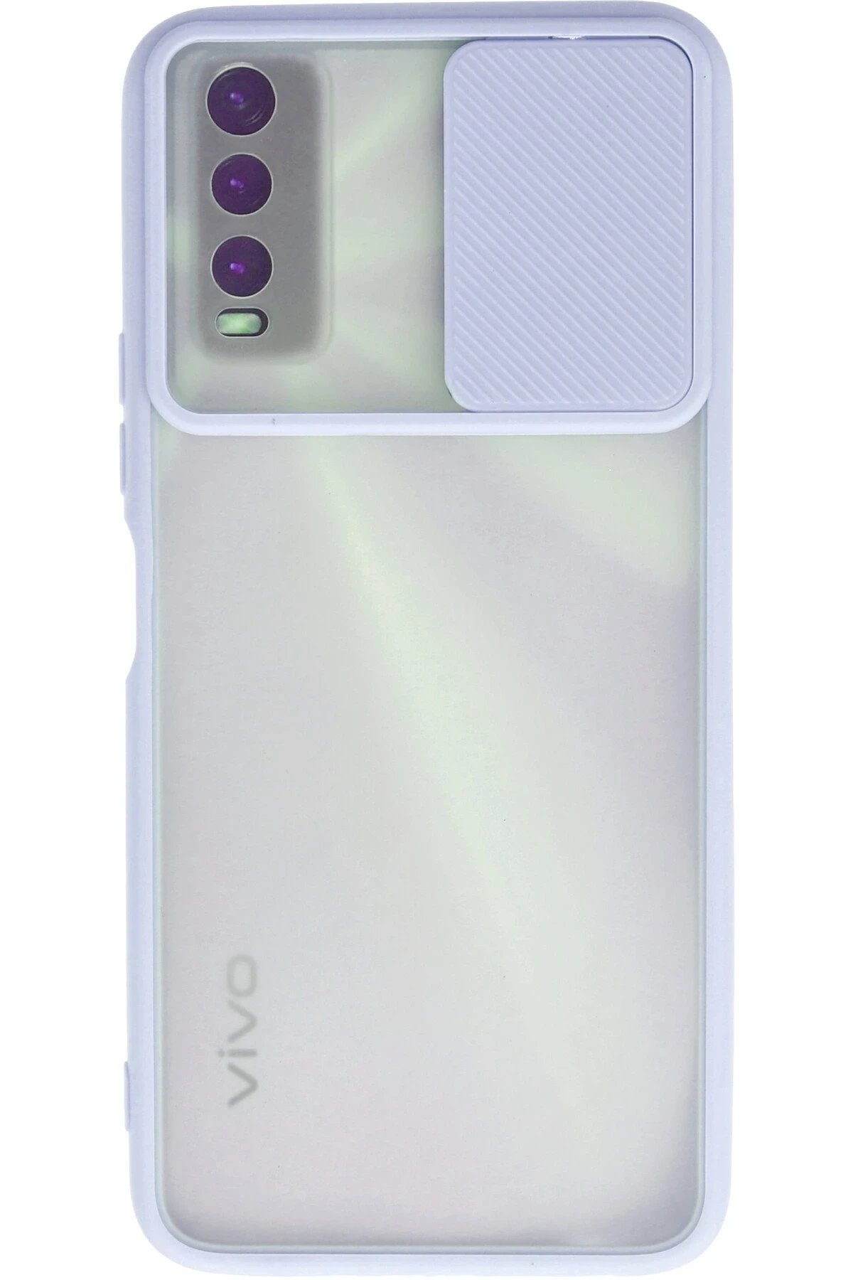 Vivo Y11S Kılıf Palm Buzlu Kamera Sürgülü Silikon - Lila-(5796)