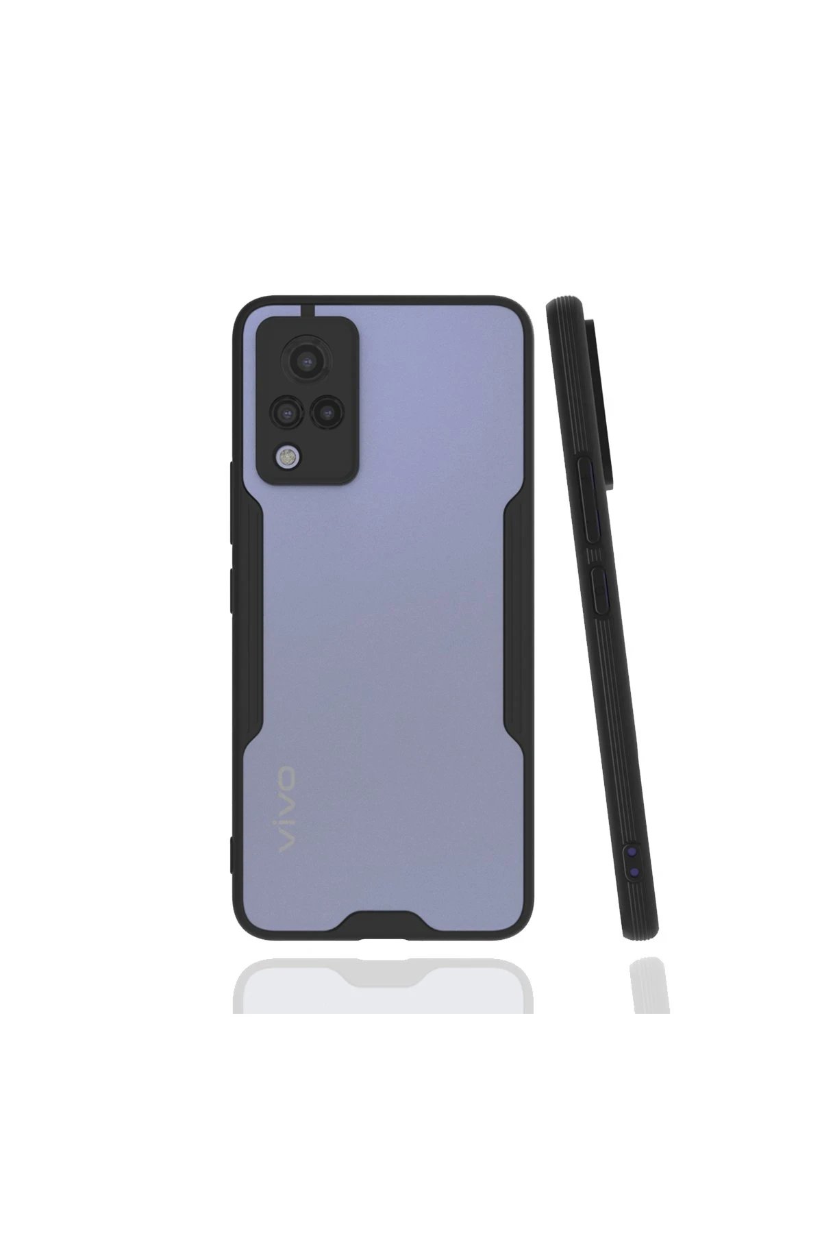 Vivo V21 Kılıf Platin Silikon - Siyah-(5796)