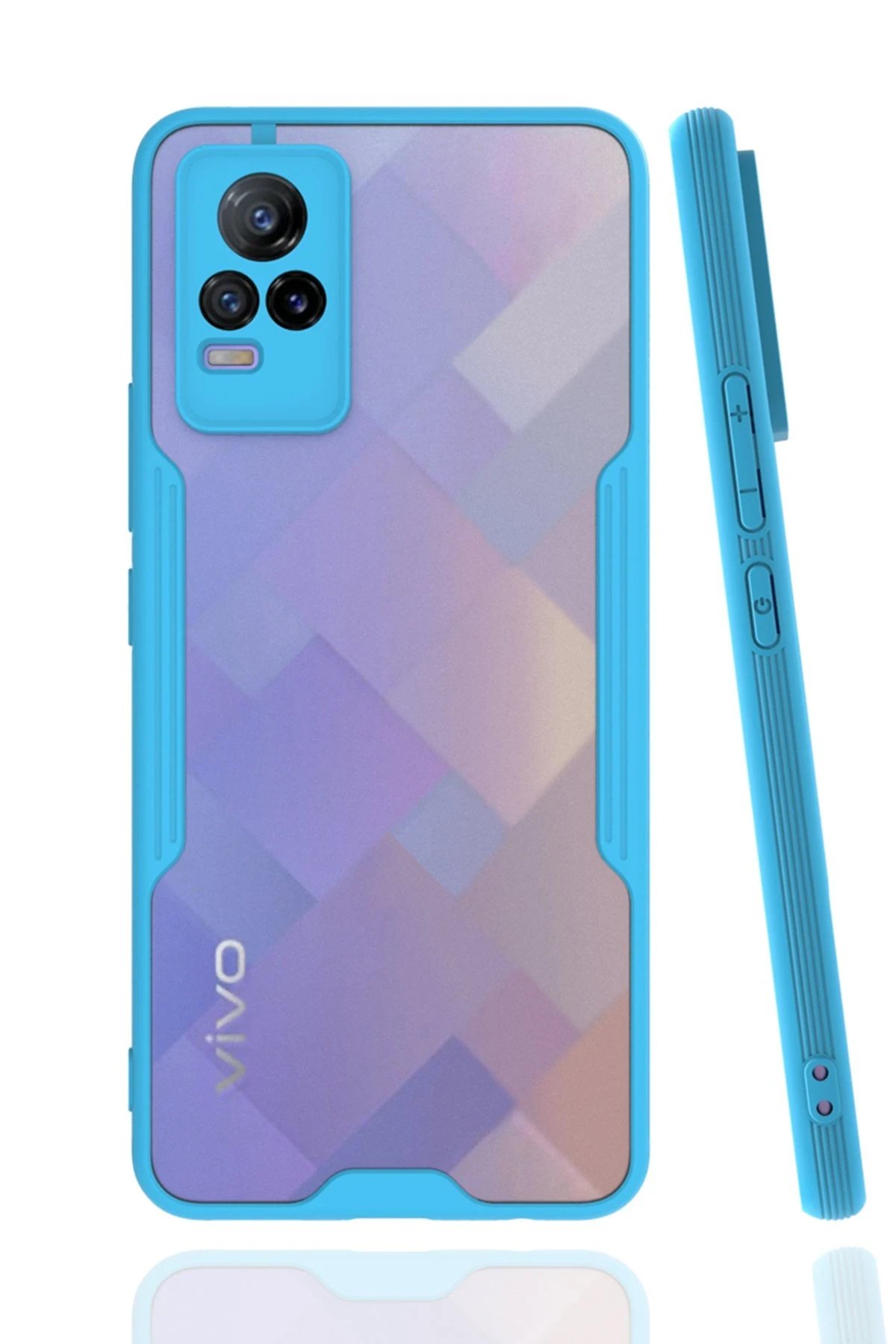 Vivo V21e Kılıf Platin Silikon - Mavi-(5796)