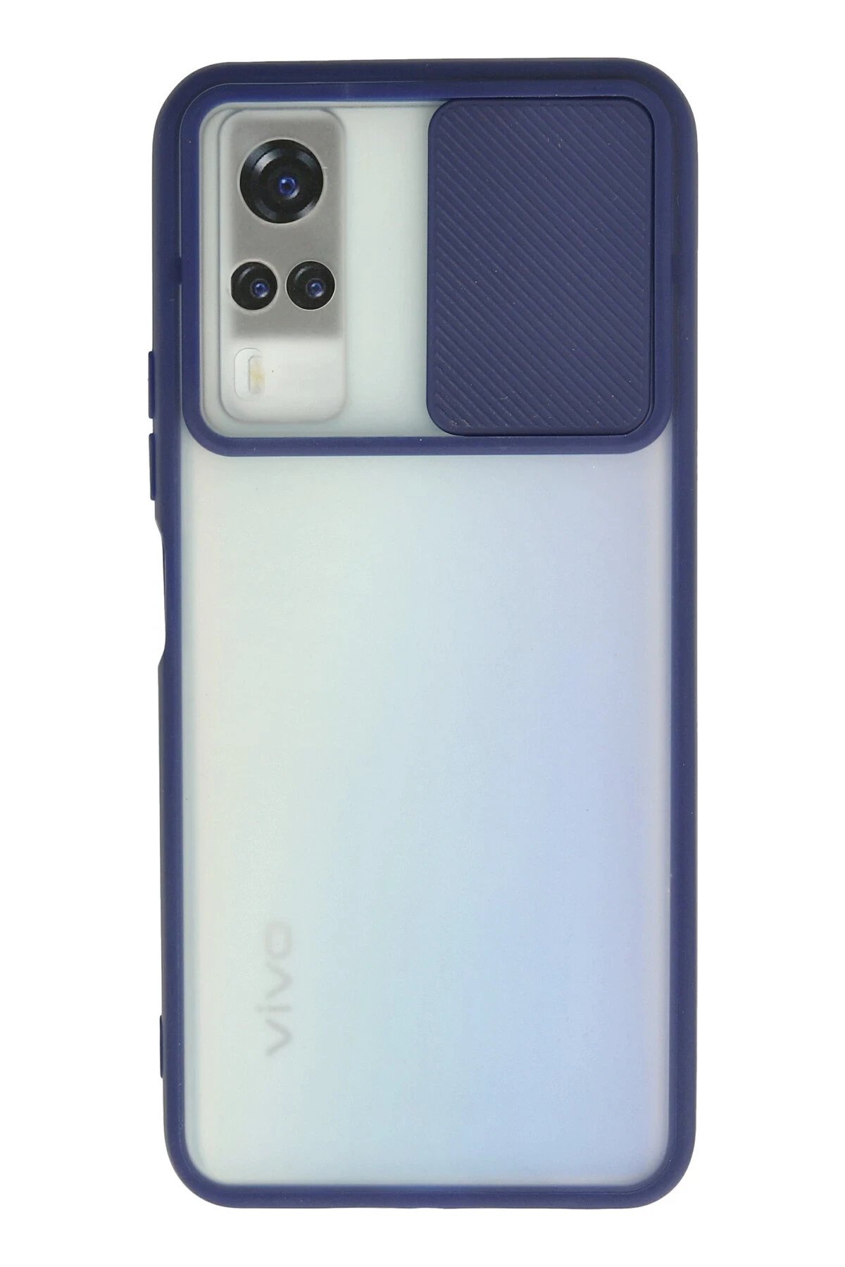 Vivo Y53S Kılıf Palm Buzlu Kamera Sürgülü Silikon - Lacivert-(5796)