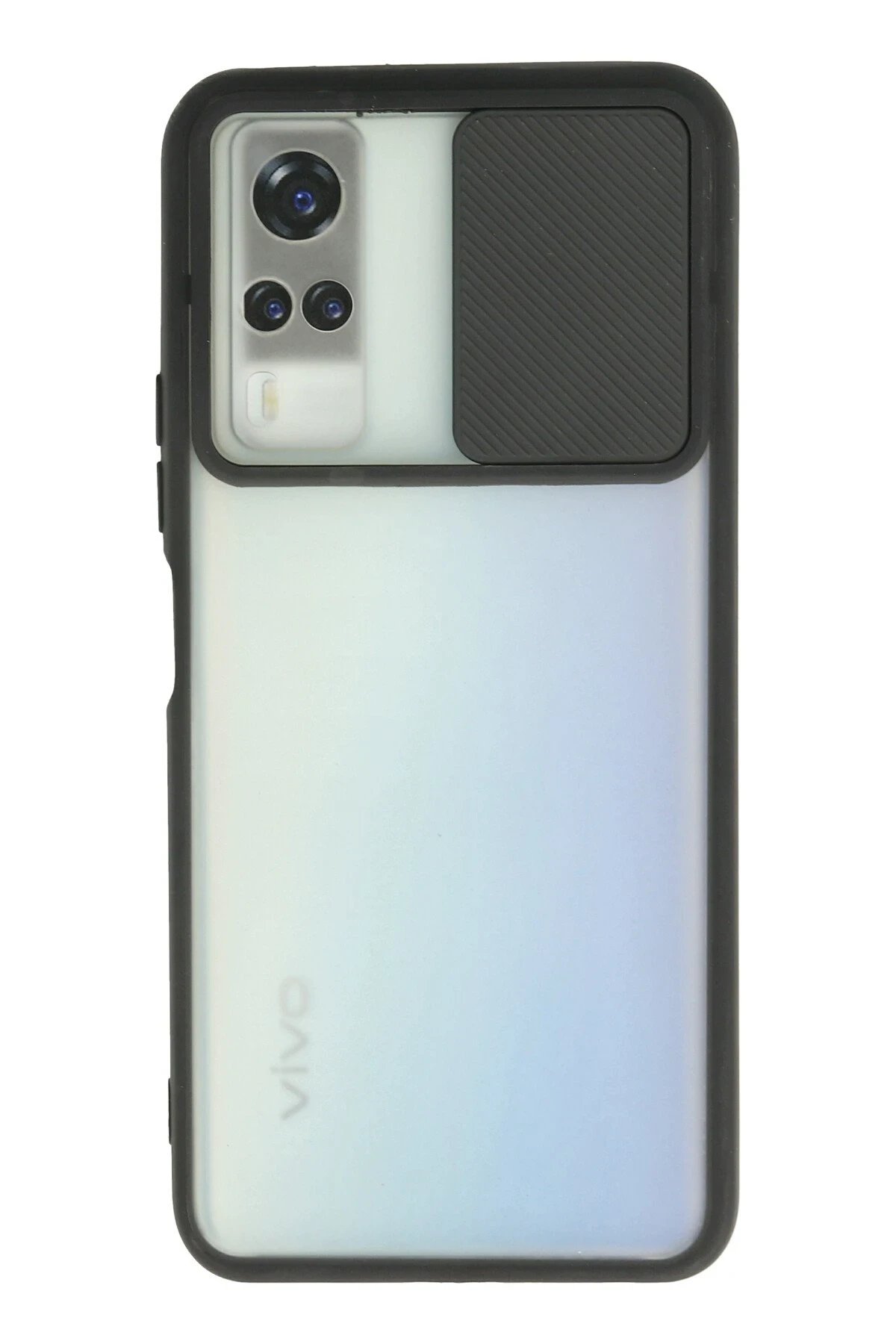 Vivo Y53S Kılıf Palm Buzlu Kamera Sürgülü Silikon - Siyah-(5796)