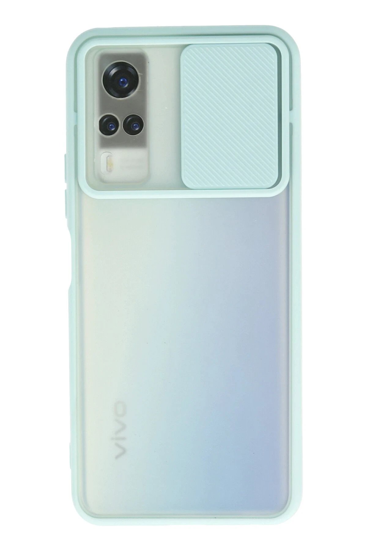 Vivo Y53S Kılıf Palm Buzlu Kamera Sürgülü Silikon - Turkuaz-(5796)