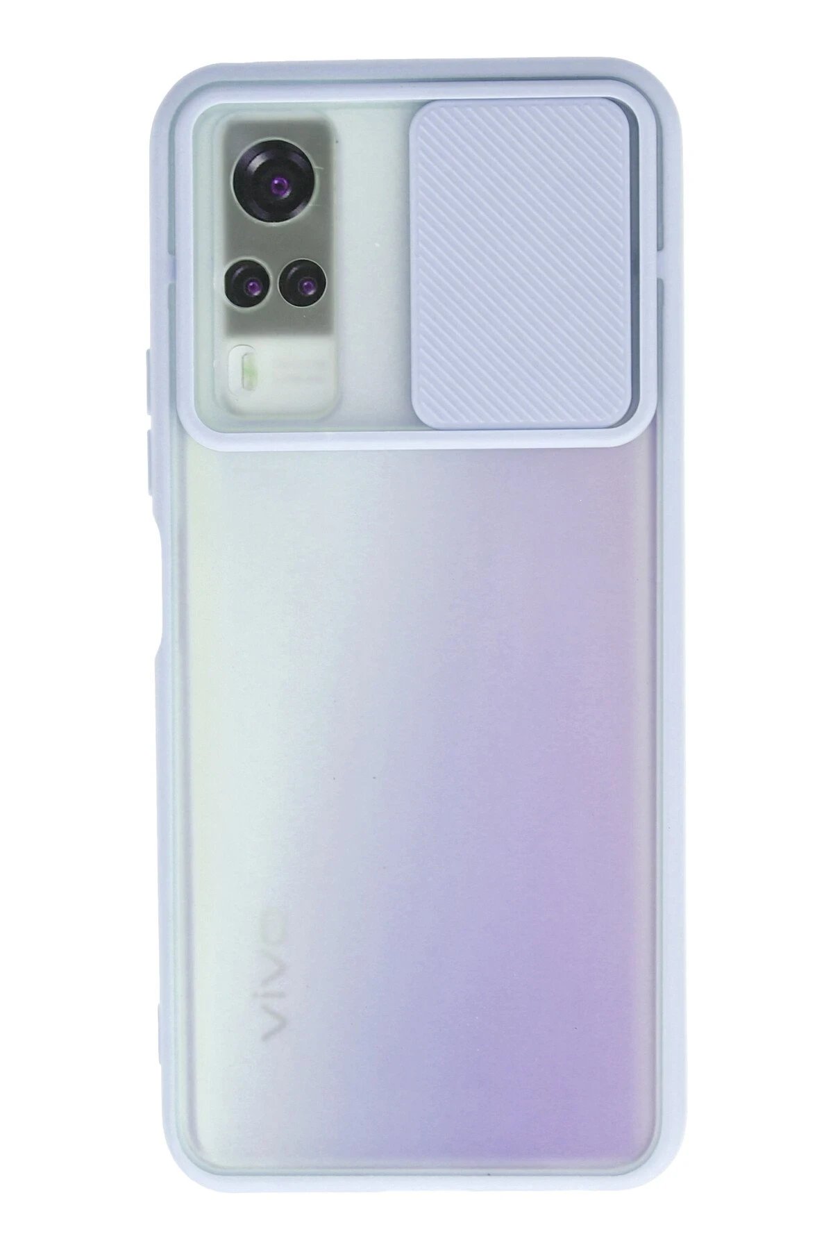 Vivo Y53S Kılıf Palm Buzlu Kamera Sürgülü Silikon - Lila-(5796)