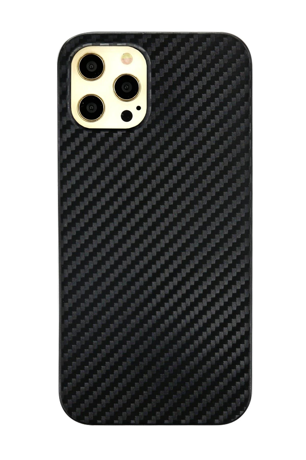 iPhone 12 Pro Max Kılıf Karbon PP Silikon - Siyah-(5796)