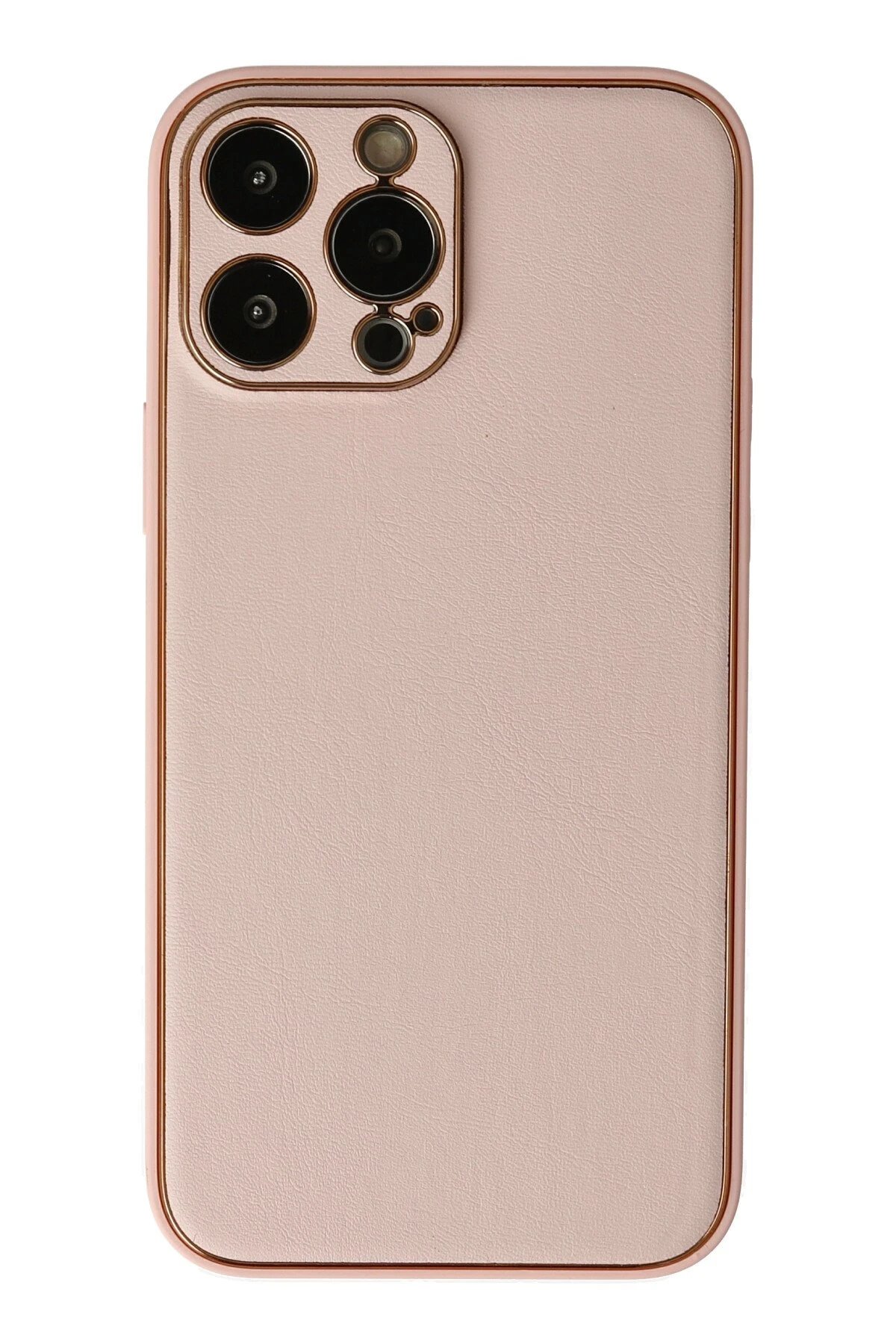 iPhone 13 Pro Kılıf Coco Deri Silikon Kapak - Pudra-(5796)