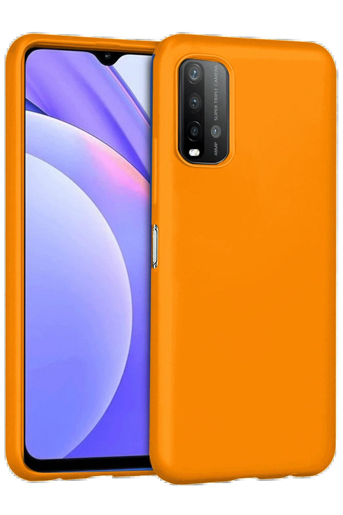 Xiaomi Redmi 9T Kılıf Nano içi Kadife Silikon - Turuncu-(5796)