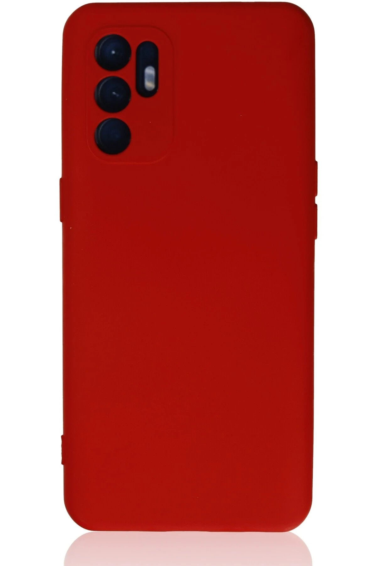 Oppo Reno 6 Kılıf Nano içi Kadife Silikon - Kırmızı-(5796)