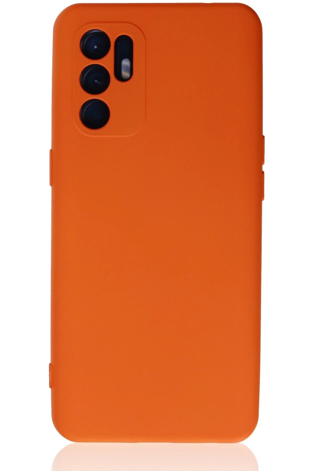 Oppo Reno 6 Kılıf Nano içi Kadife Silikon - Turuncu-(5796)