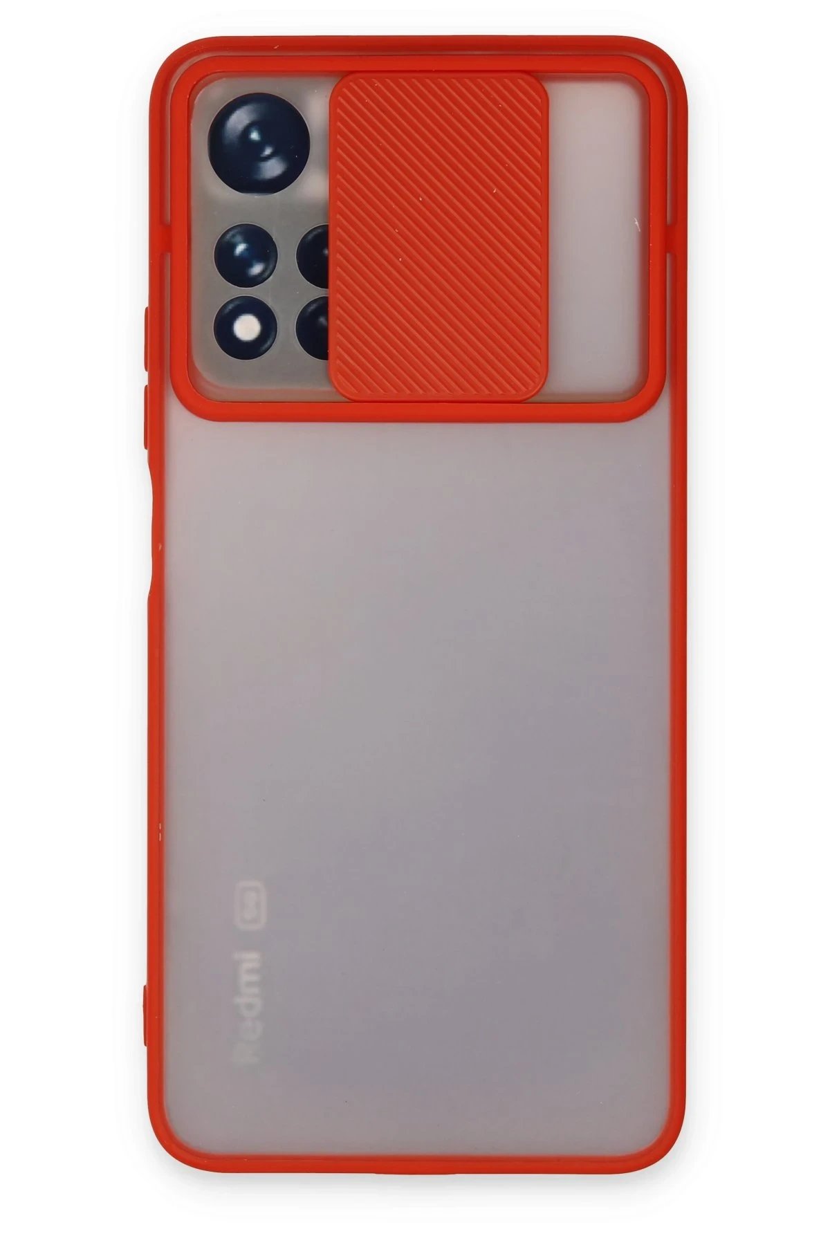 Xiaomi Redmi Note 11T Kılıf Palm Buzlu Kamera Sürgülü Silikon - Kırmızı-(5796)