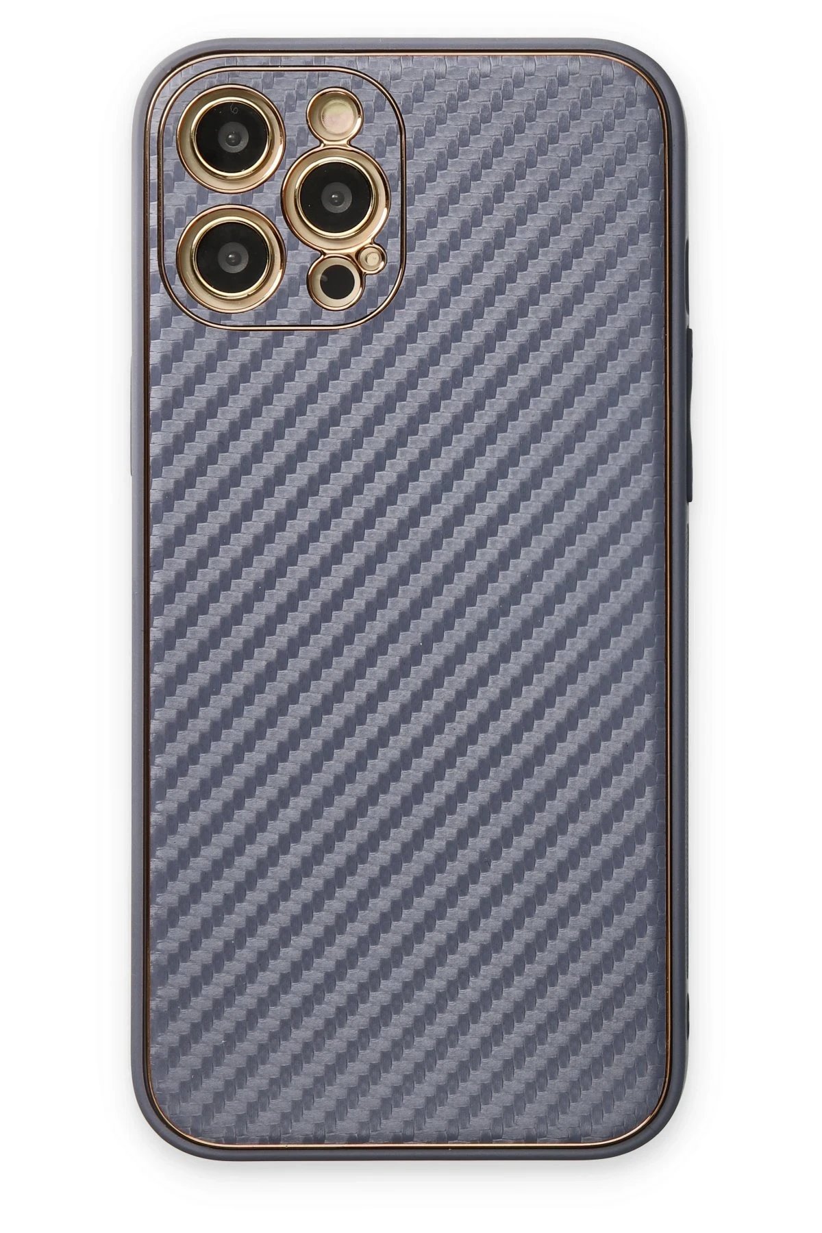 iPhone 12 Pro Kılıf Coco Karbon Silikon - Gri-(5796)