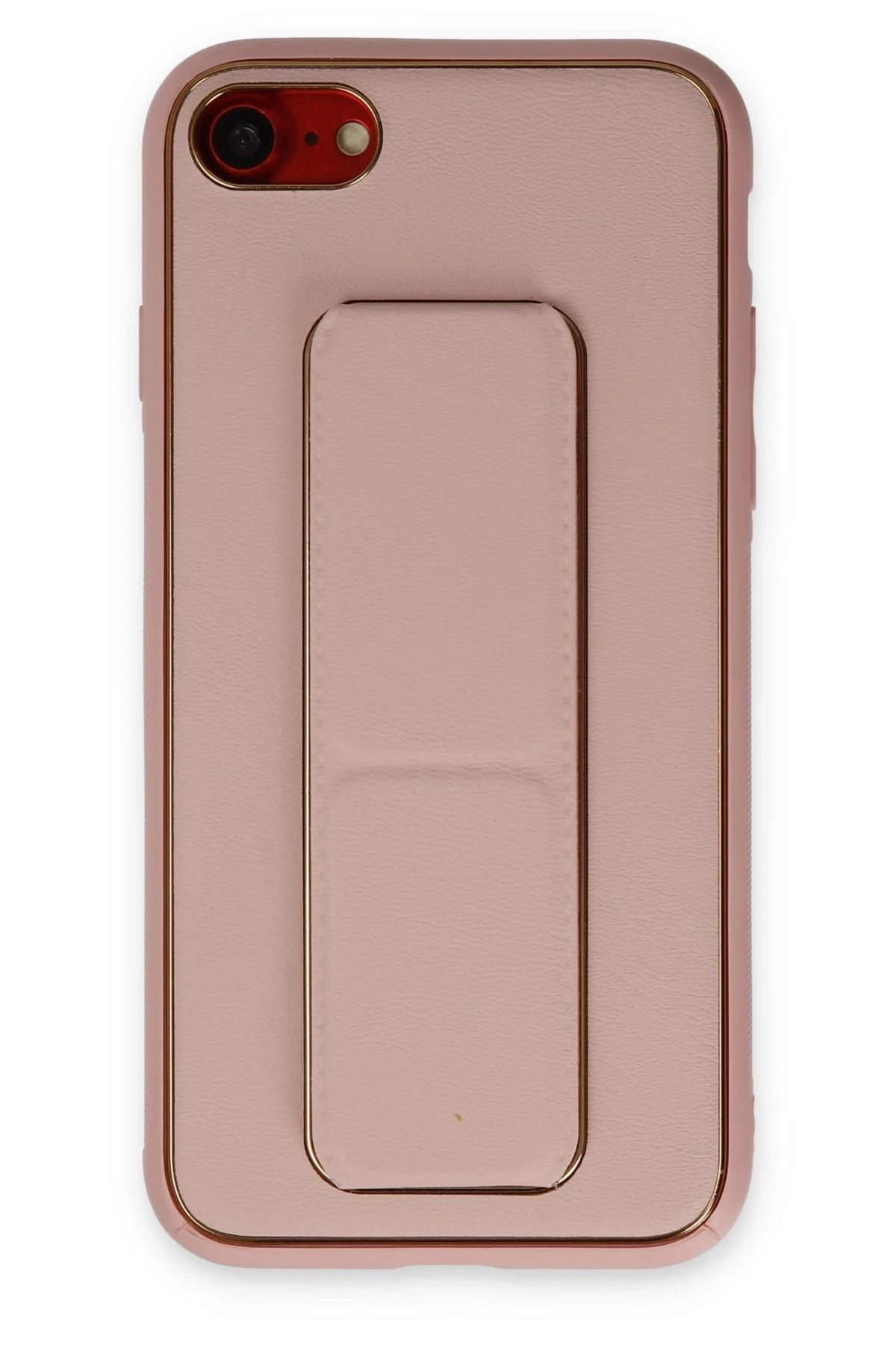 iPhone 7 Kılıf Coco Deri Standlı Kapak - Pembe-(5796)