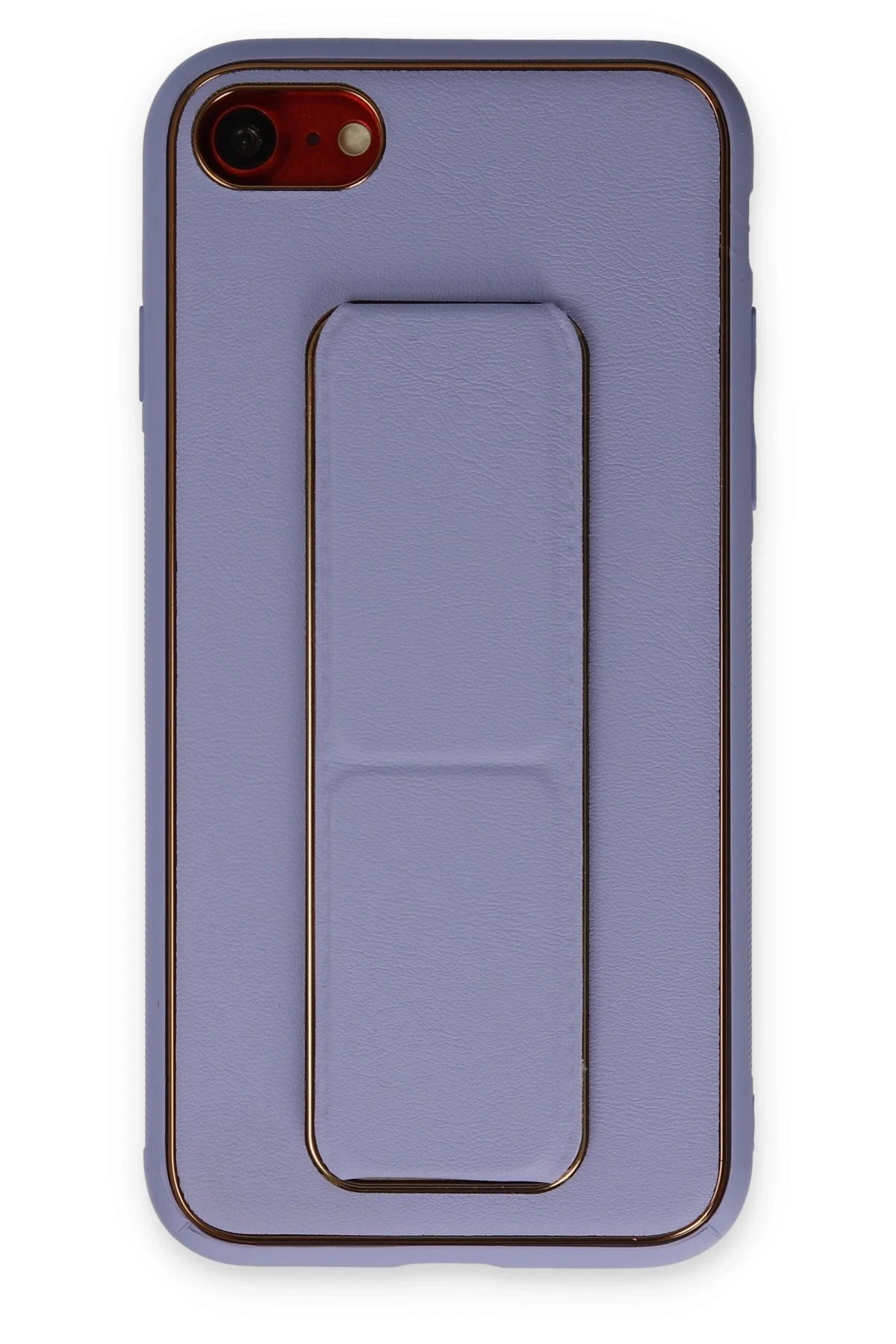 iPhone 7 Kılıf Coco Deri Standlı Kapak - Lila-(5796)
