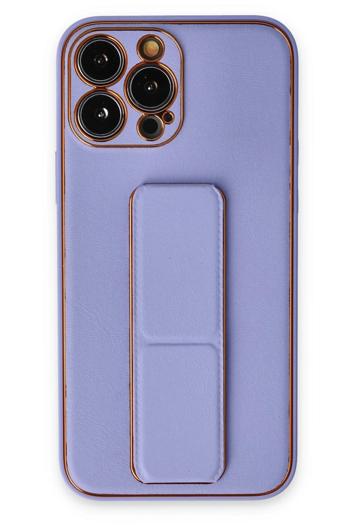 iPhone 13 Pro Kılıf Coco Deri Standlı Kapak - Koyu Lila-(5796)