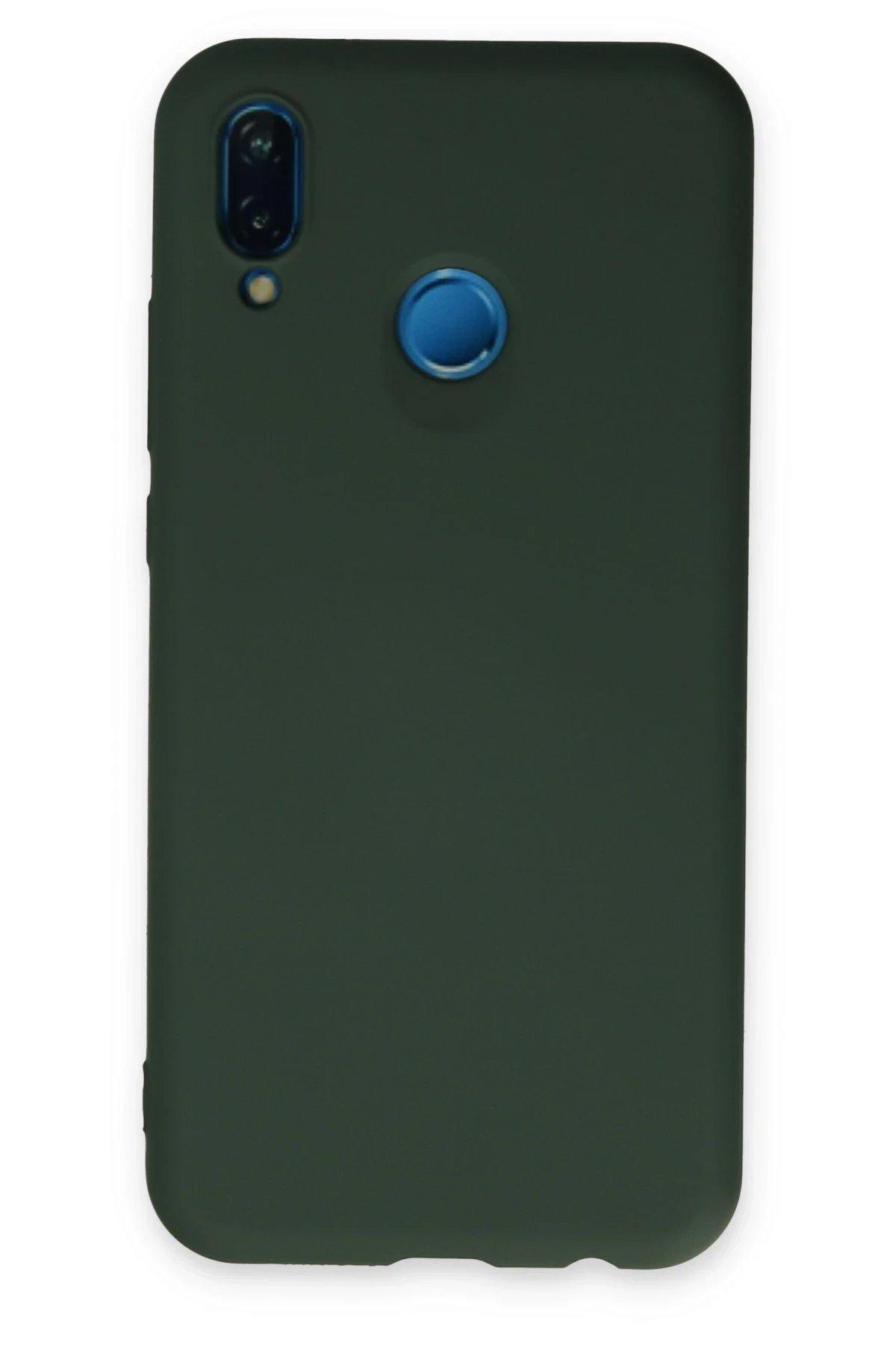 Huawei P20 Lite Kılıf Nano içi Kadife Silikon - Koyu Yeşil-(5796)