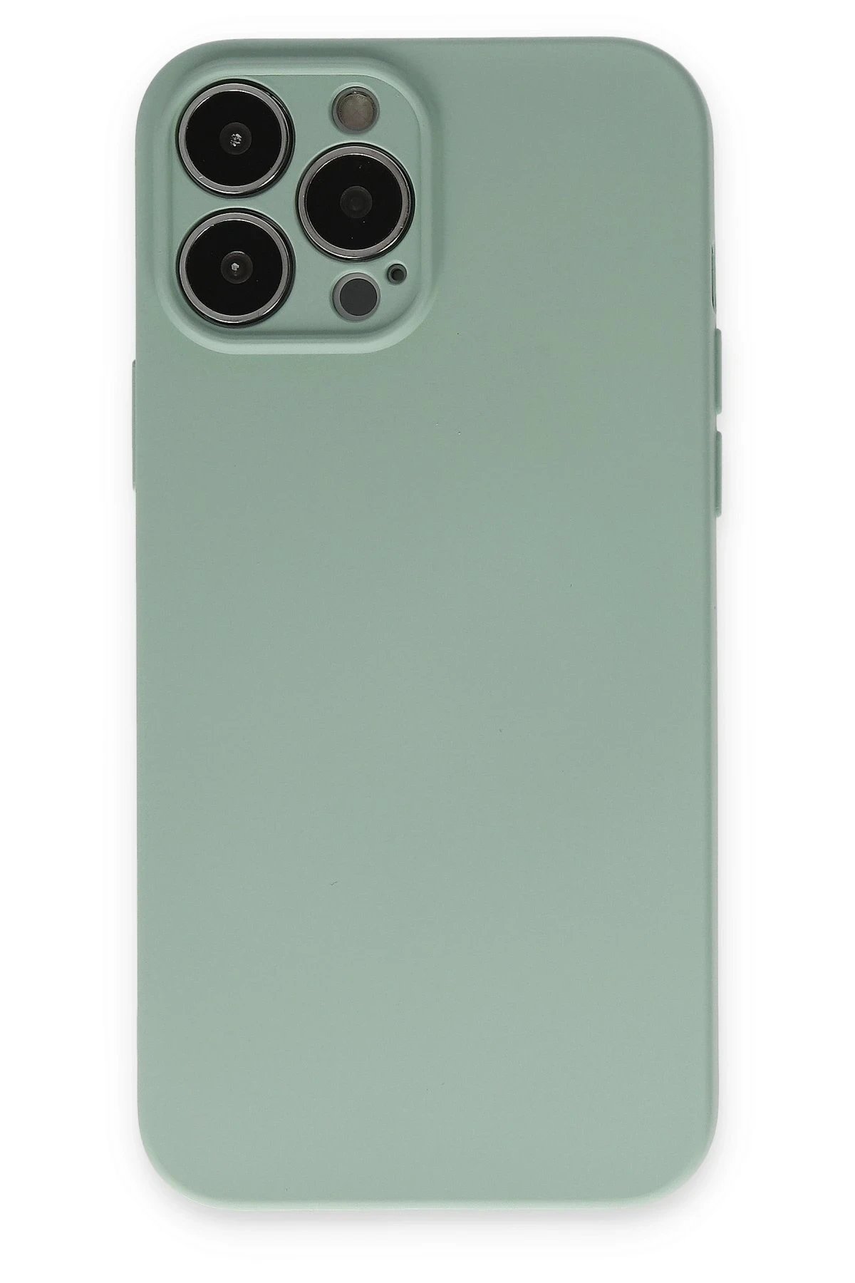iPhone 13 Pro Max Kılıf Nano içi Kadife Silikon - Su Yeşili-(5796)