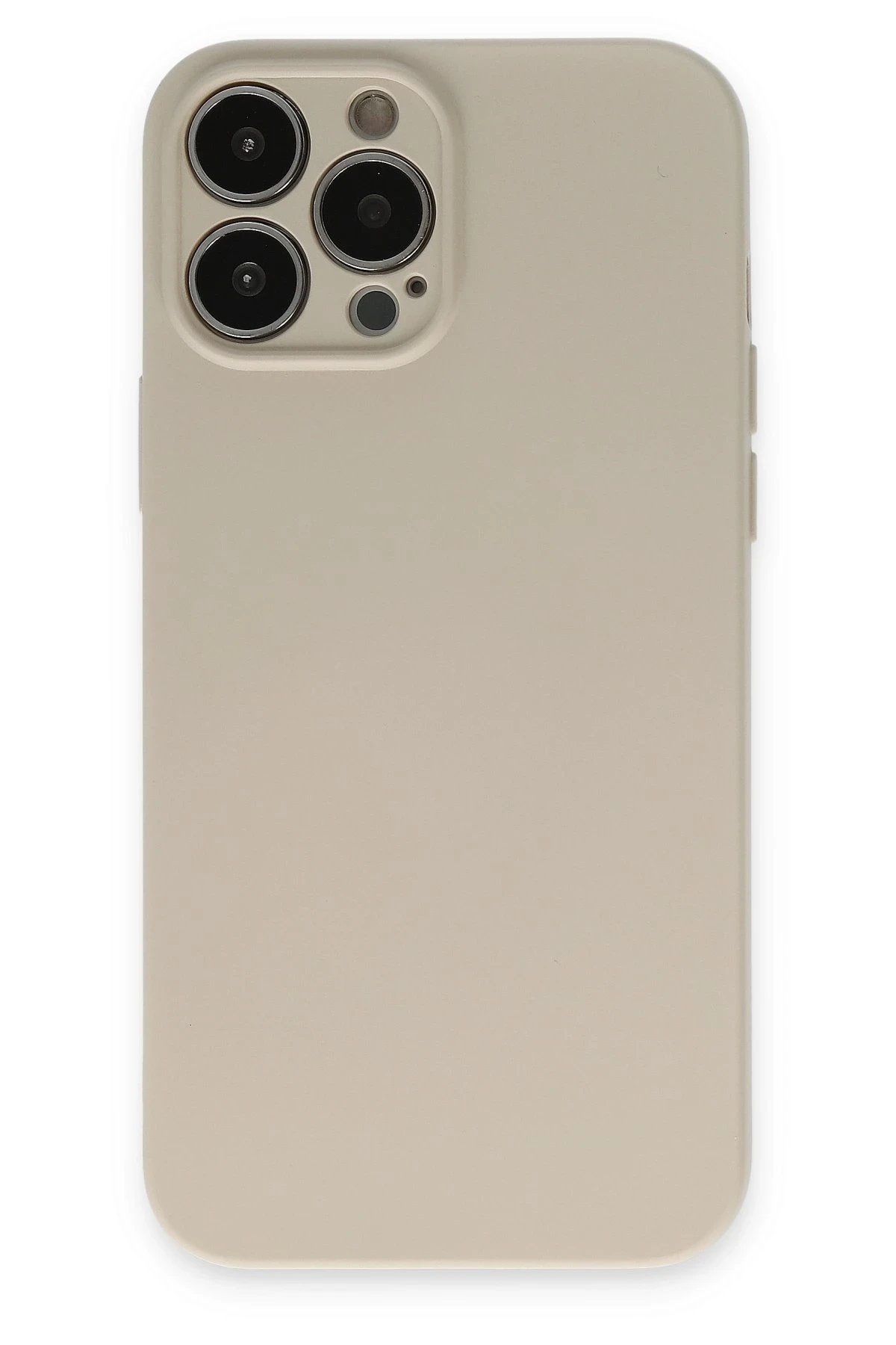 iPhone 13 Pro Kılıf Nano içi Kadife Silikon - Bej-(5796)