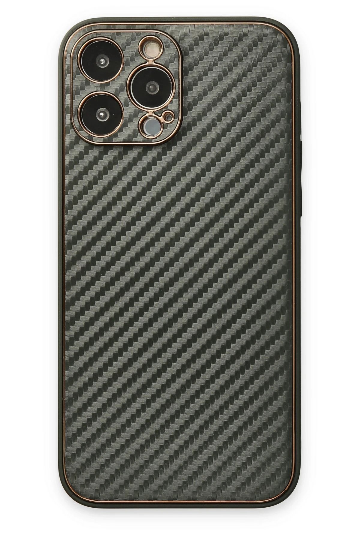 iPhone 13 Pro Max Kılıf Coco Karbon Silikon - Füme-(5796)