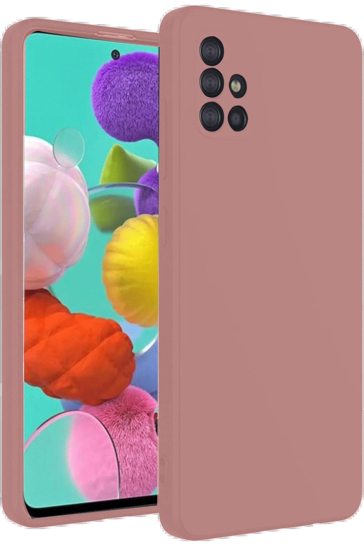 Samsung Galaxy A31 Kılıf Nano içi Kadife Silikon - Pudra-(5796)