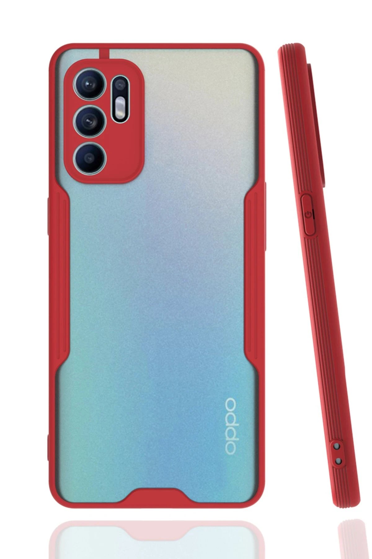 Oppo Reno 6 Kılıf Platin Silikon - Kırmızı-(5796)