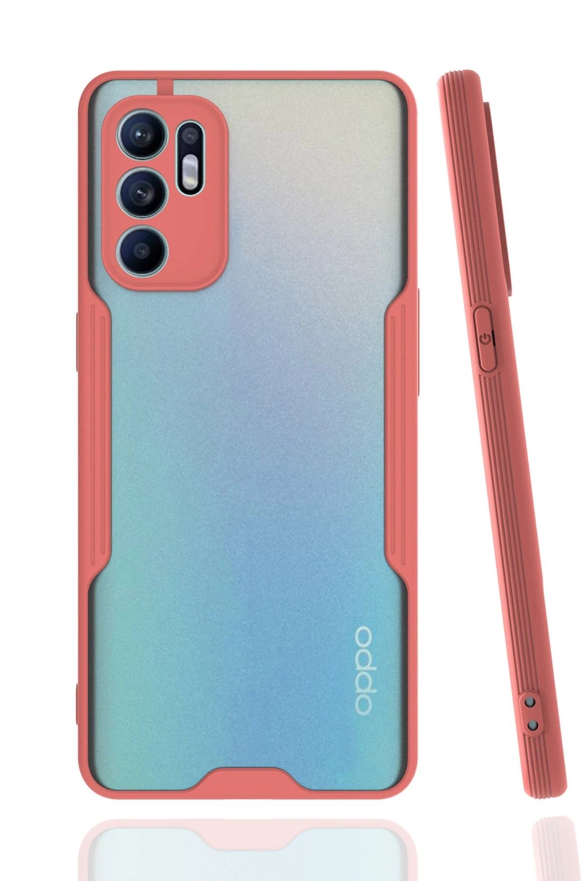 Oppo Reno 6 Kılıf Platin Silikon - Pembe-(5796)