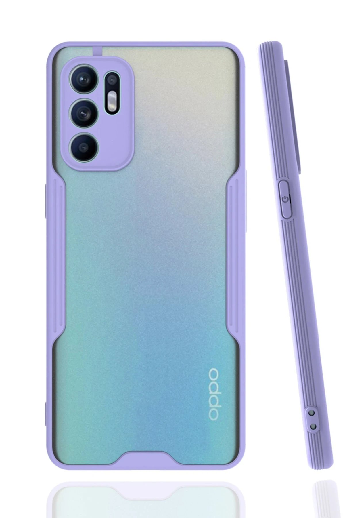 Oppo Reno 6 Kılıf Platin Silikon - Lila-(5796)