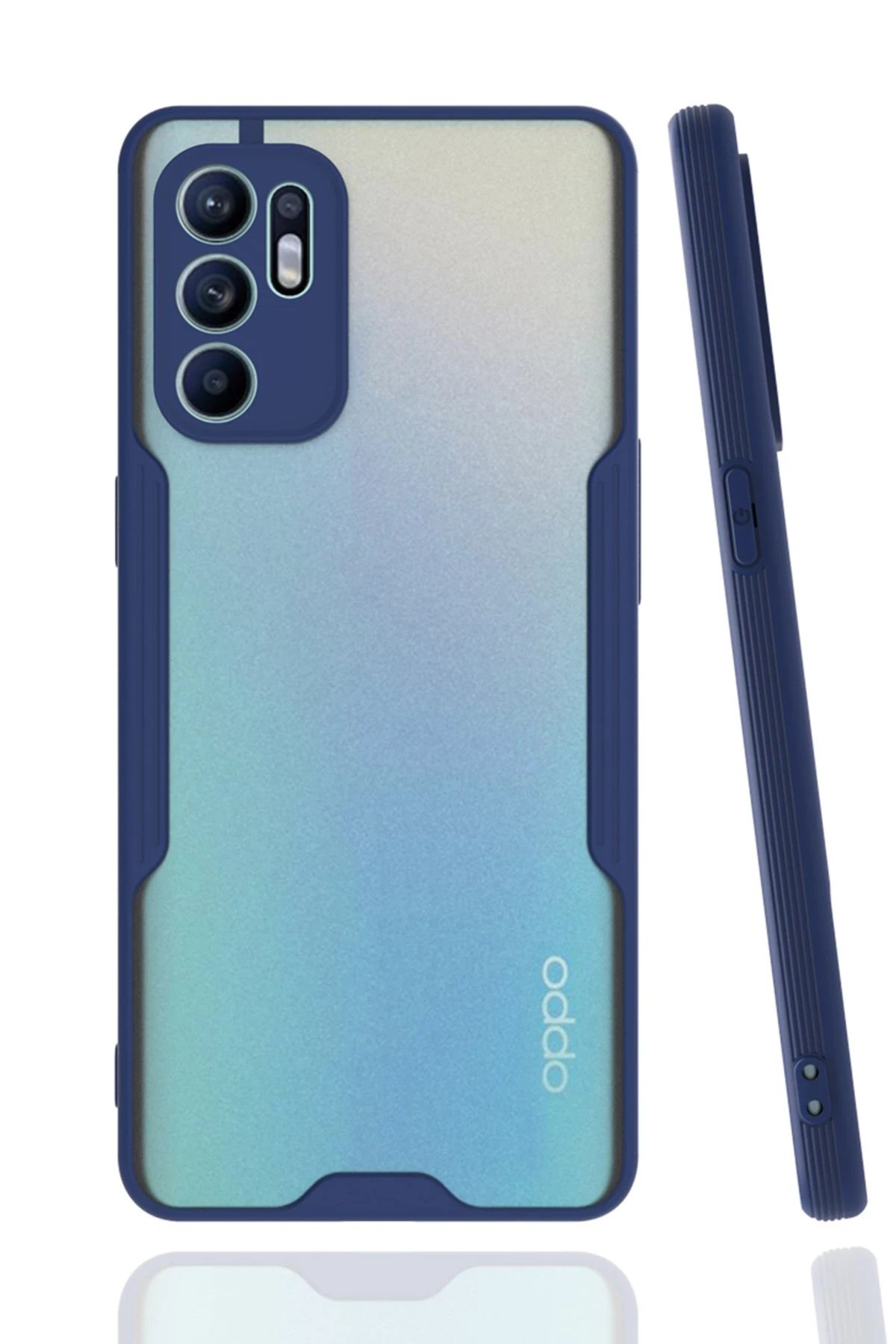 Oppo Reno 6 Kılıf Platin Silikon - Lacivert-(5796)